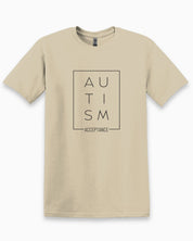 Autism Acceptance Box Tee-Sand-Neurodiversity, ADHD & Autism Awareness & Acceptance T-Shirt by Daily Bloom