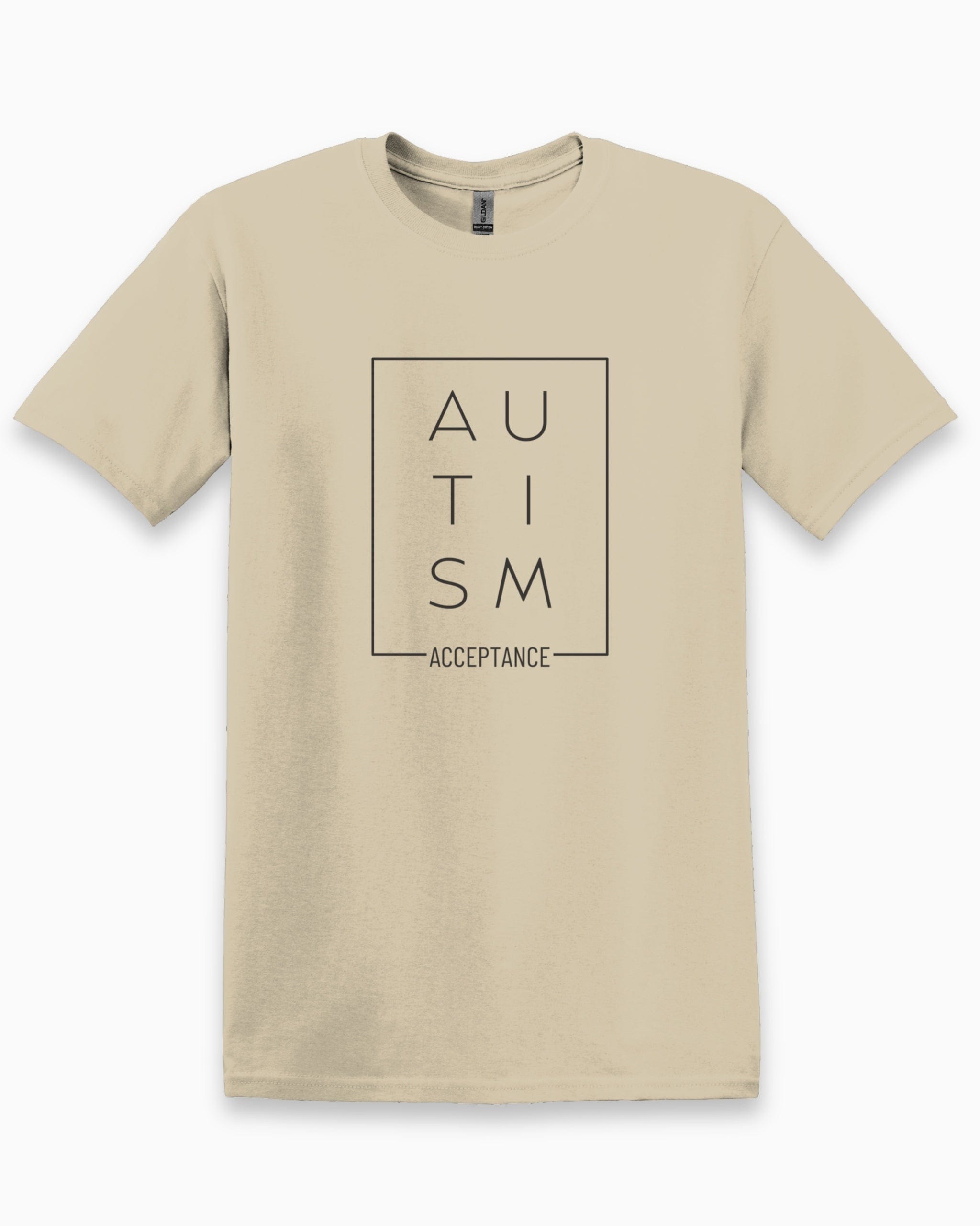 Autism Acceptance Box Tee-Sand-Neurodiversity, ADHD & Autism Awareness & Acceptance T-Shirt by Daily Bloom