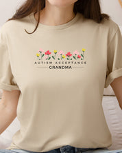 Autism Acceptance Grandma Tee-Neurodiversity, ADHD & Autism Awareness & Acceptance T-Shirt by Daily Bloom