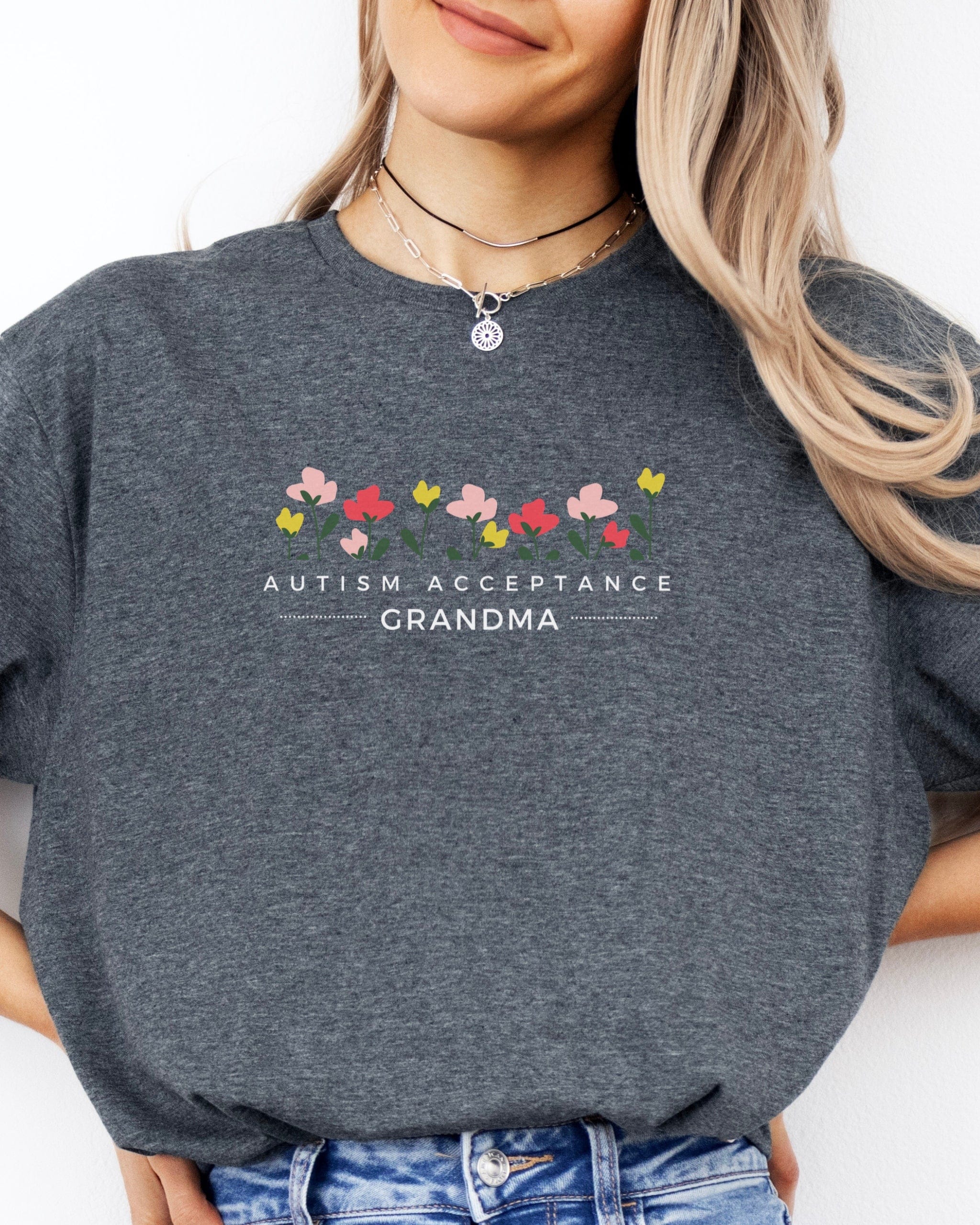 Autism Acceptance Grandma Tee-Neurodiversity, ADHD & Autism Awareness & Acceptance T-Shirt by Daily Bloom