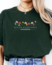 Autism Acceptance Grandma Tee-Neurodiversity, ADHD & Autism Awareness & Acceptance T-Shirt by Daily Bloom