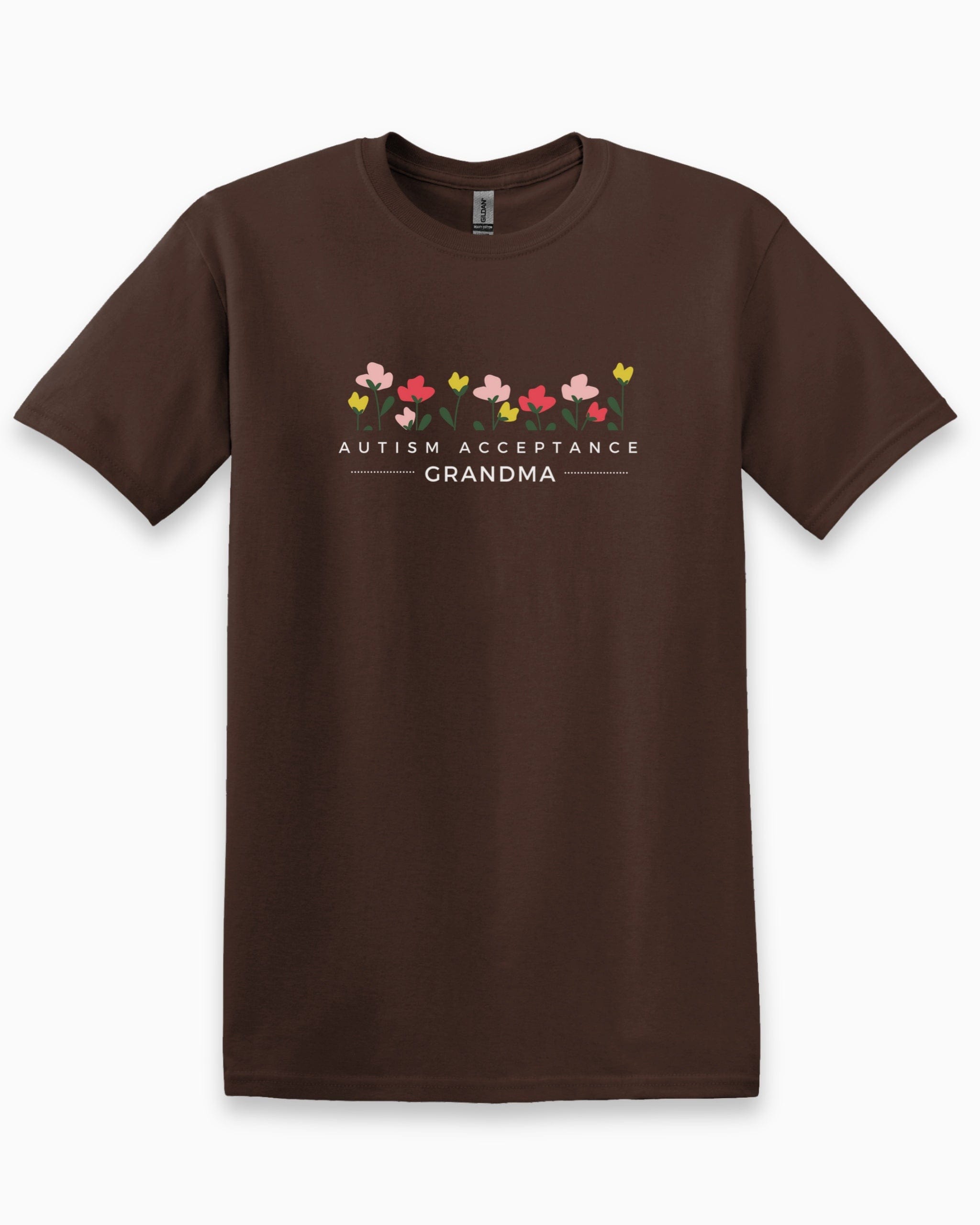 Autism Acceptance Grandma Tee-Dark Chocolate-Neurodiversity, ADHD & Autism Awareness & Acceptance T-Shirt by Daily Bloom
