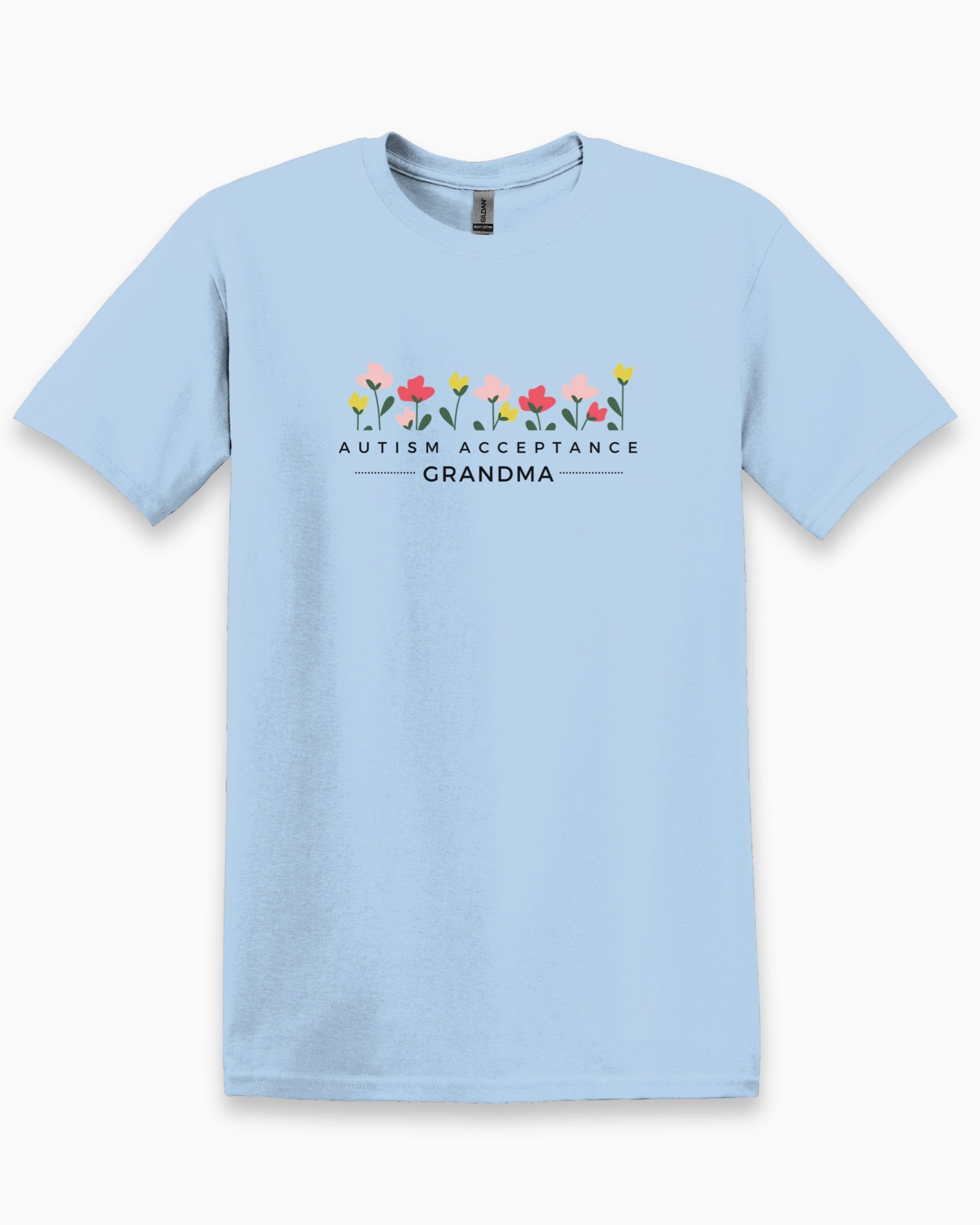Autism Acceptance Grandma Tee-Light Blue-Neurodiversity, ADHD & Autism Awareness & Acceptance T-Shirt by Daily Bloom