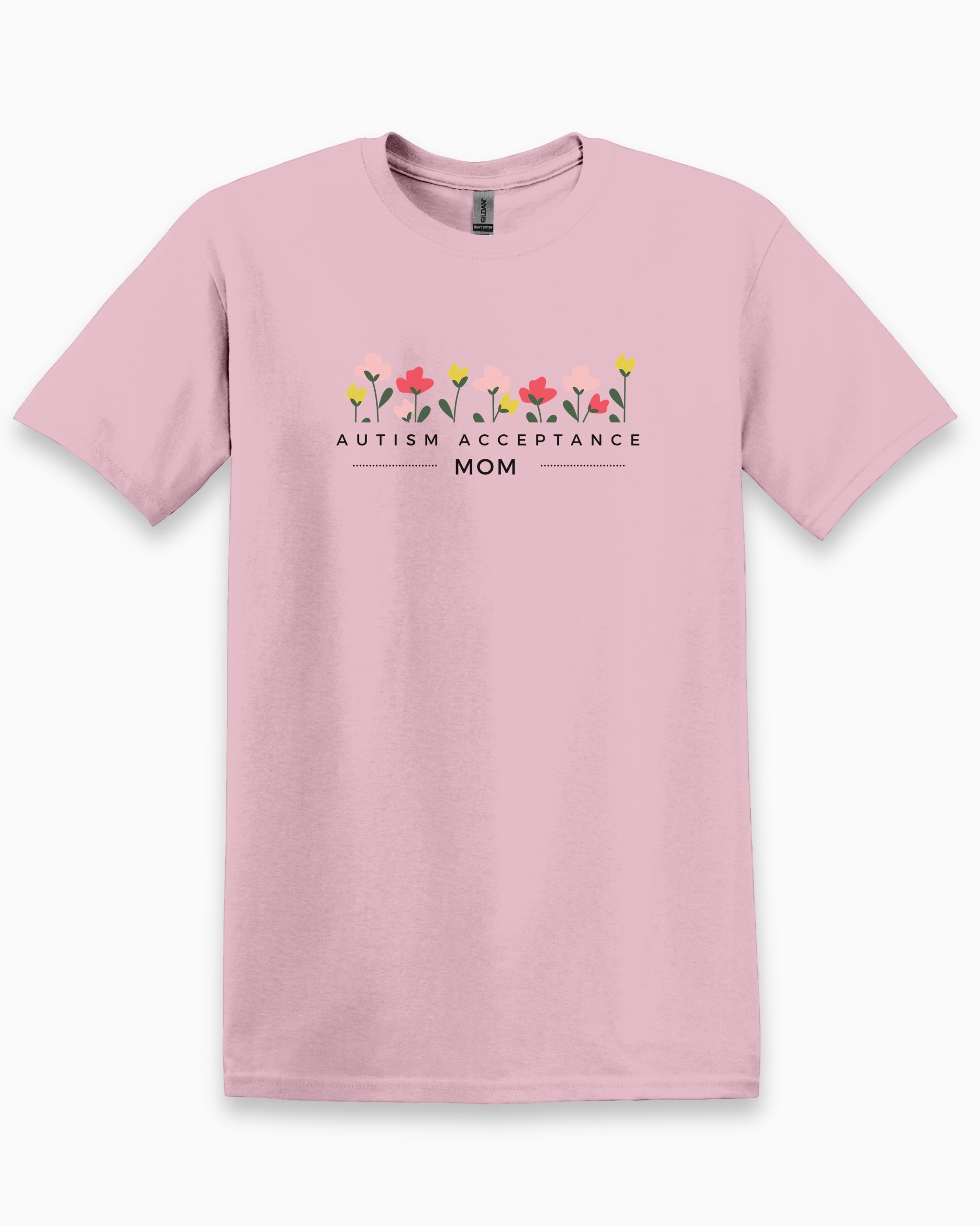 Autism Acceptance Mom Tee-Light Pink-Neurodiversity, ADHD & Autism Awareness & Acceptance T-Shirt by Daily Bloom