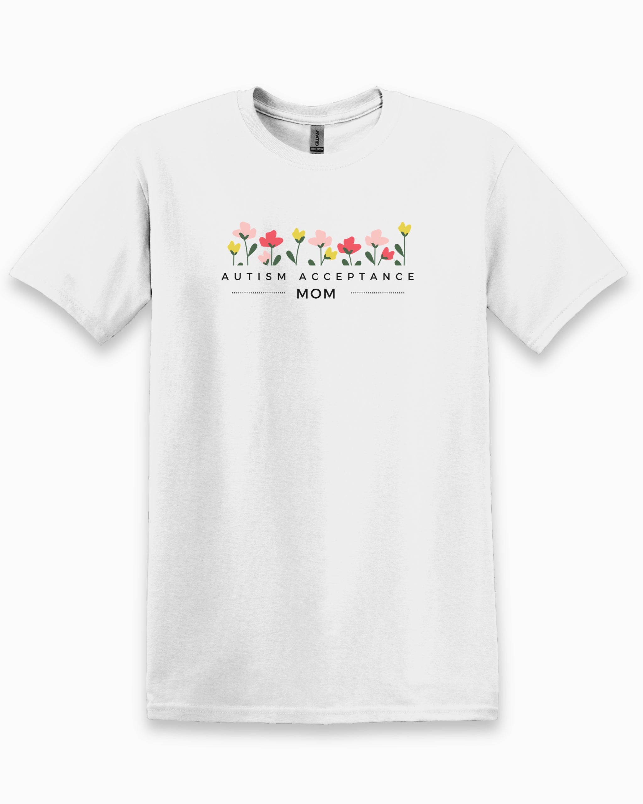 Autism Acceptance Mom Tee-White-Neurodiversity, ADHD & Autism Awareness & Acceptance T-Shirt by Daily Bloom
