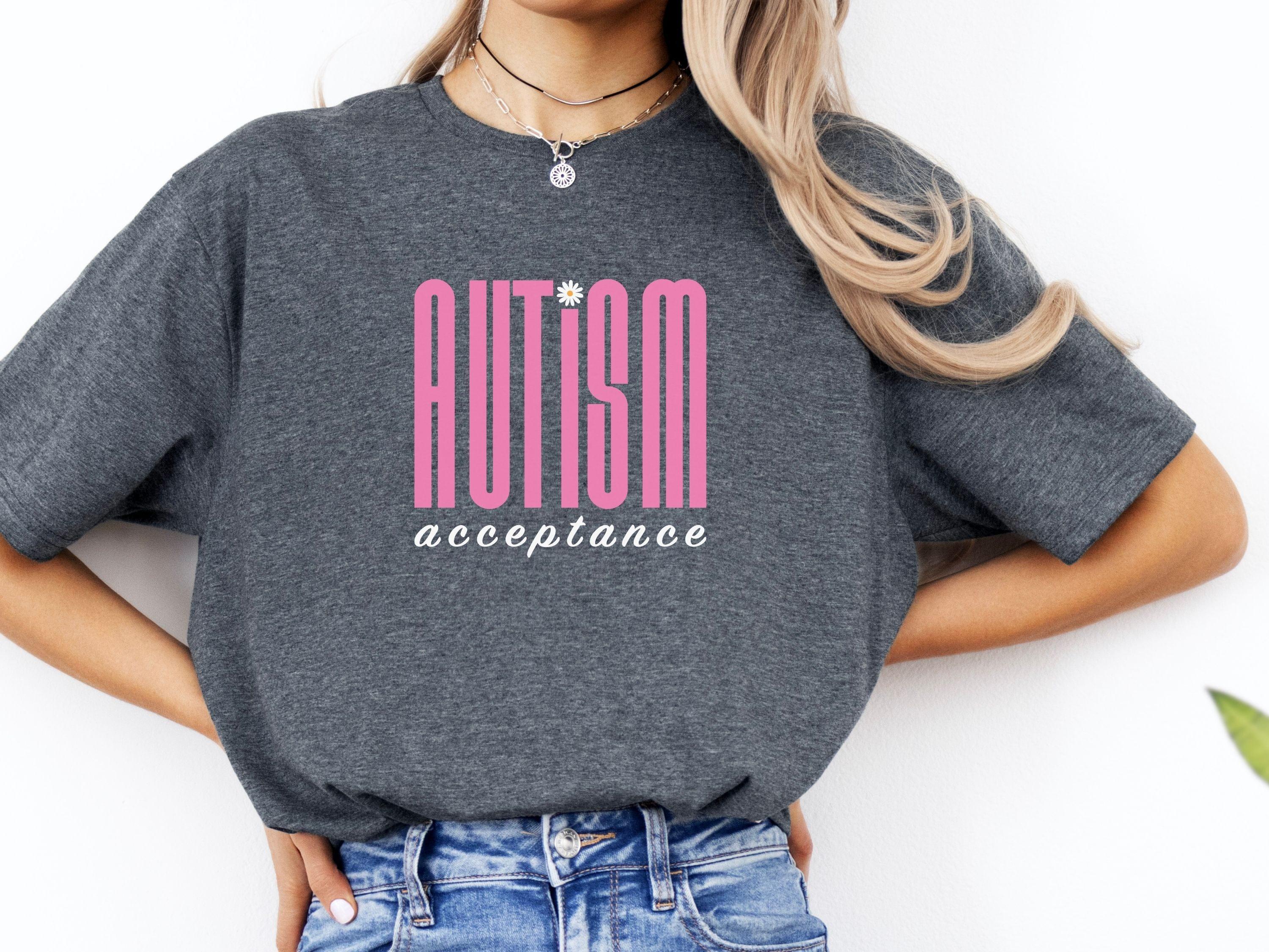 Autism Acceptance Retro Pink Tee-Neurodiversity, ADHD & Autism Awareness & Acceptance T-Shirt by Daily Bloom