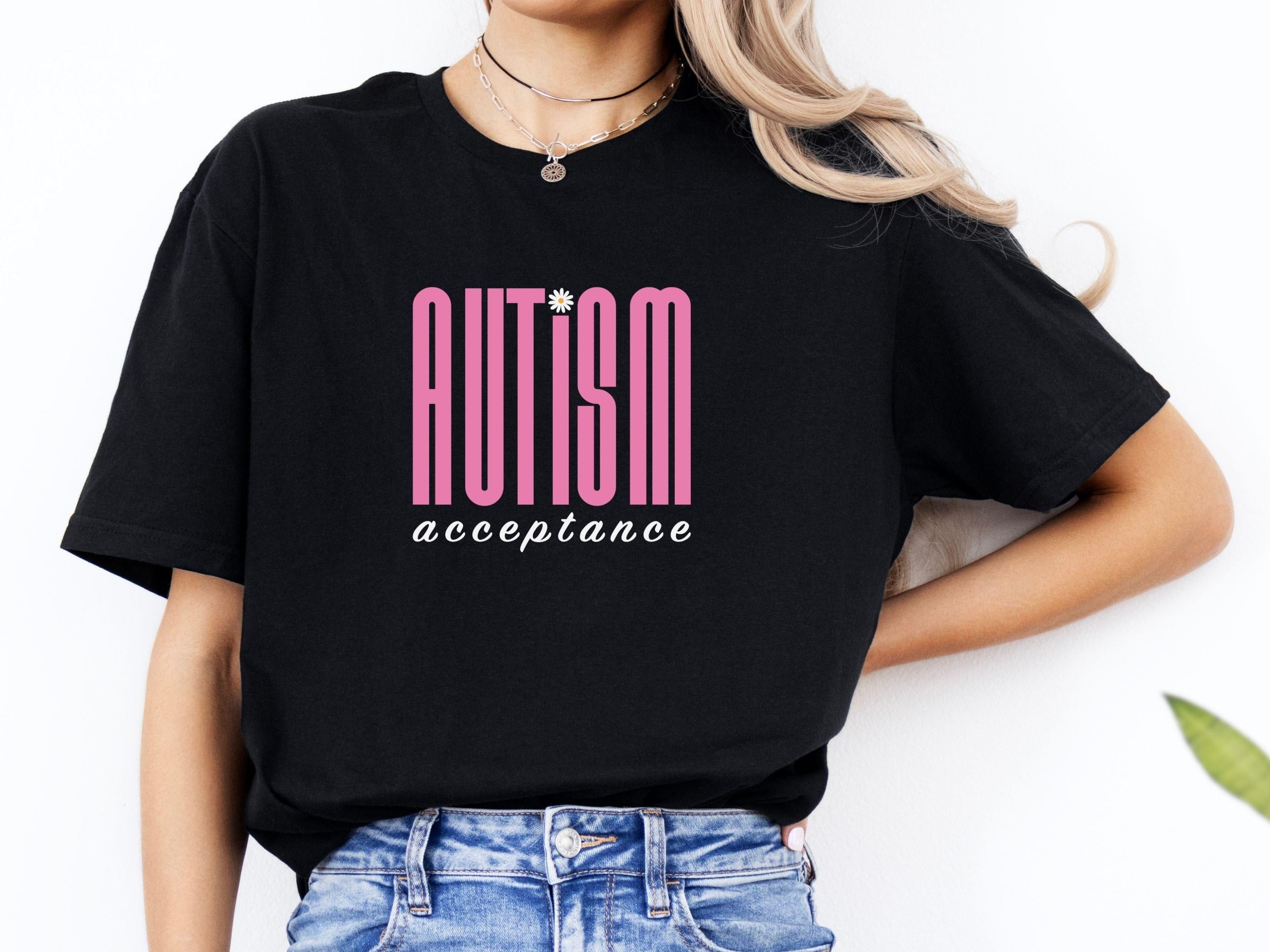 Autism Acceptance Retro Pink Tee-Neurodiversity, ADHD & Autism Awareness & Acceptance T-Shirt by Daily Bloom