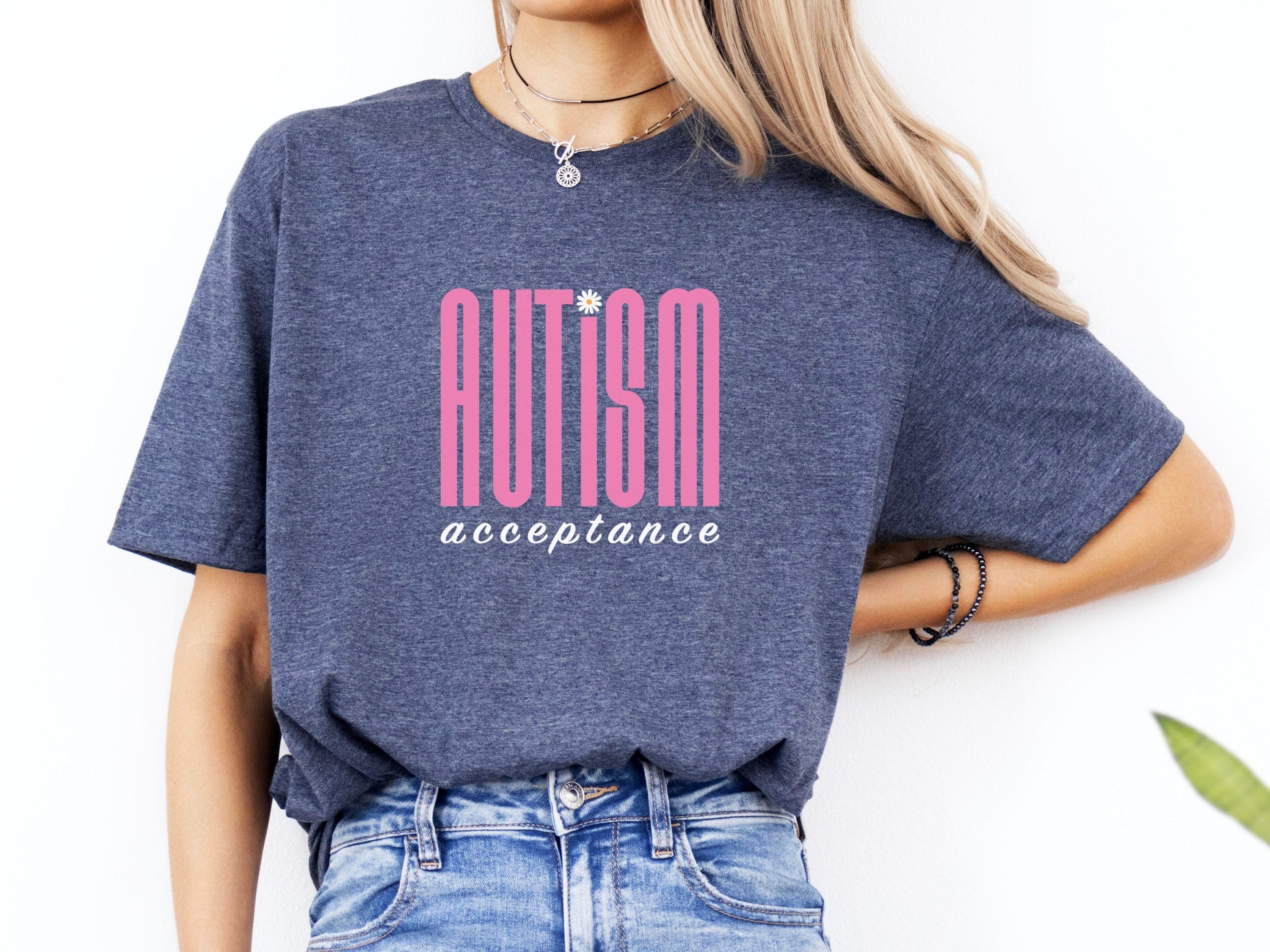 Autism Acceptance Retro Pink Tee-Neurodiversity, ADHD & Autism Awareness & Acceptance T-Shirt by Daily Bloom