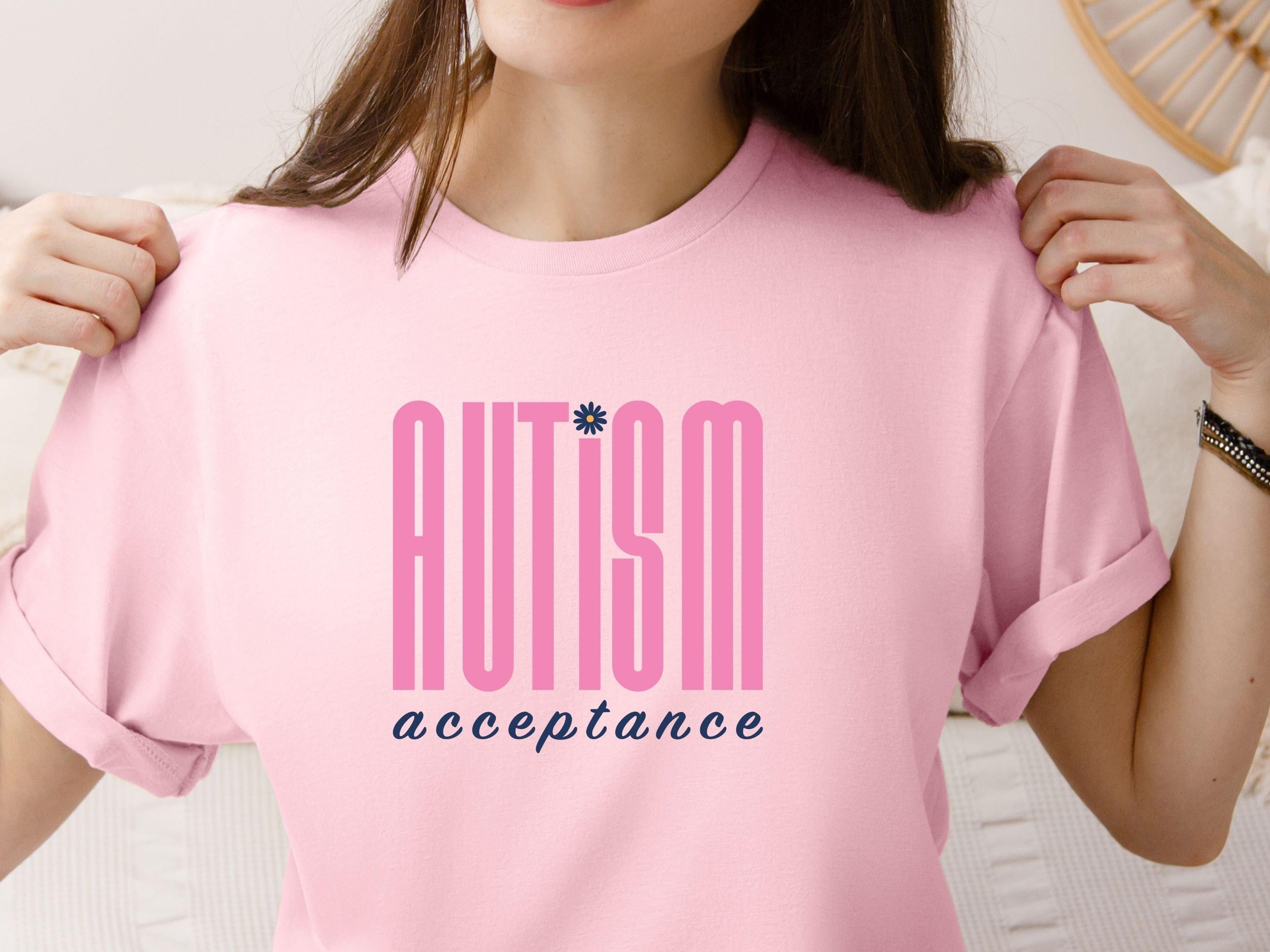 Autism Acceptance Retro Pink Tee-Neurodiversity, ADHD & Autism Awareness & Acceptance T-Shirt by Daily Bloom