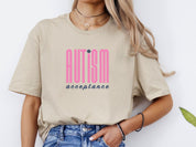 Autism Acceptance Retro Pink Tee-Neurodiversity, ADHD & Autism Awareness & Acceptance T-Shirt by Daily Bloom