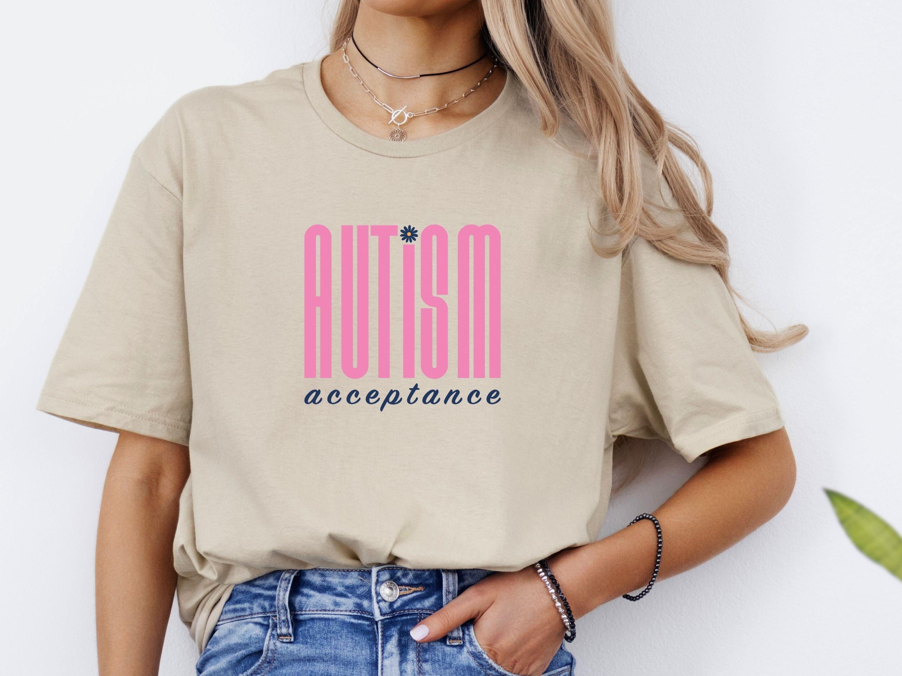 Autism Acceptance Retro Pink Tee-Neurodiversity, ADHD & Autism Awareness & Acceptance T-Shirt by Daily Bloom