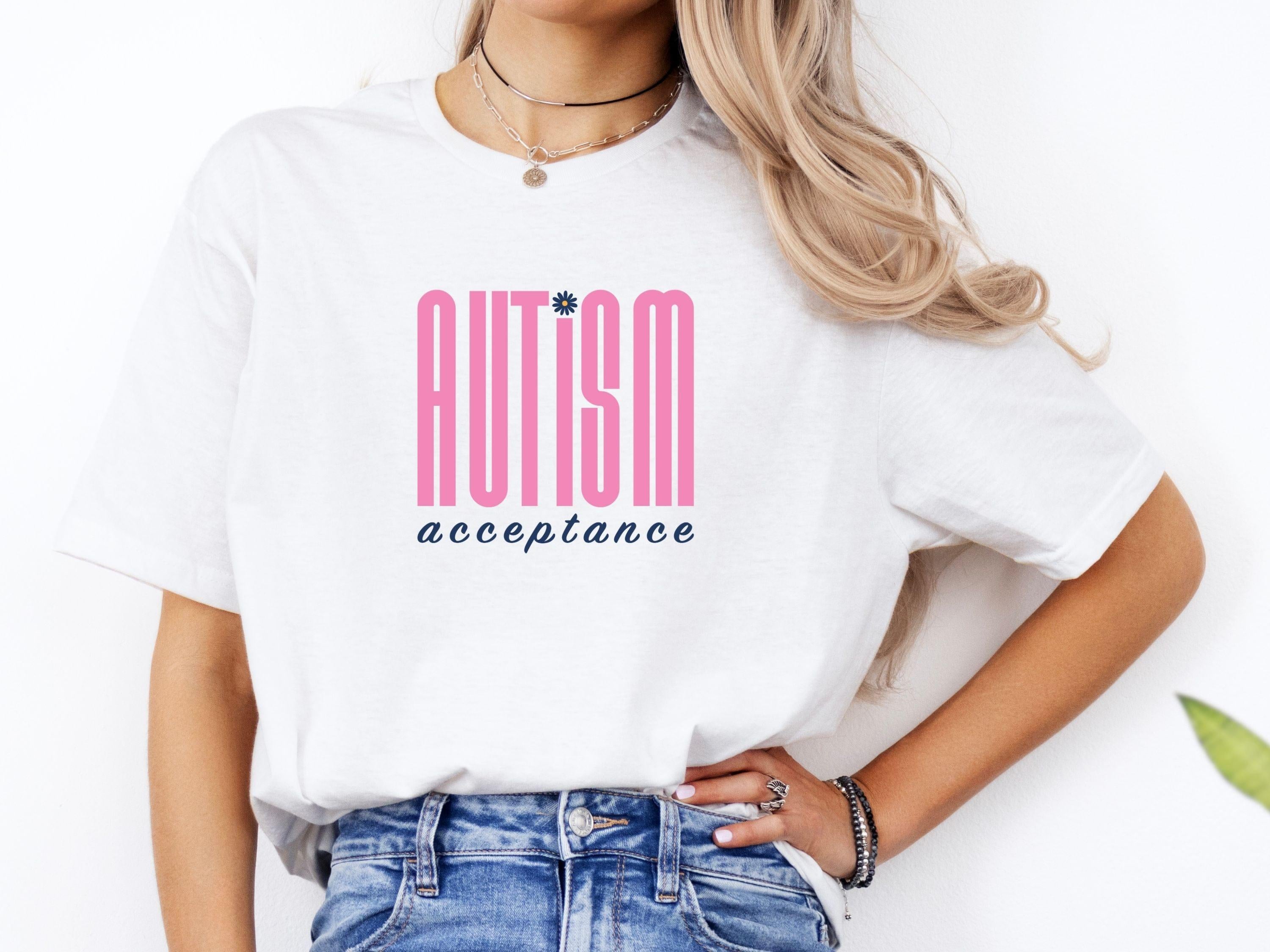 Autism Acceptance Retro Pink Tee-Neurodiversity, ADHD & Autism Awareness & Acceptance T-Shirt by Daily Bloom