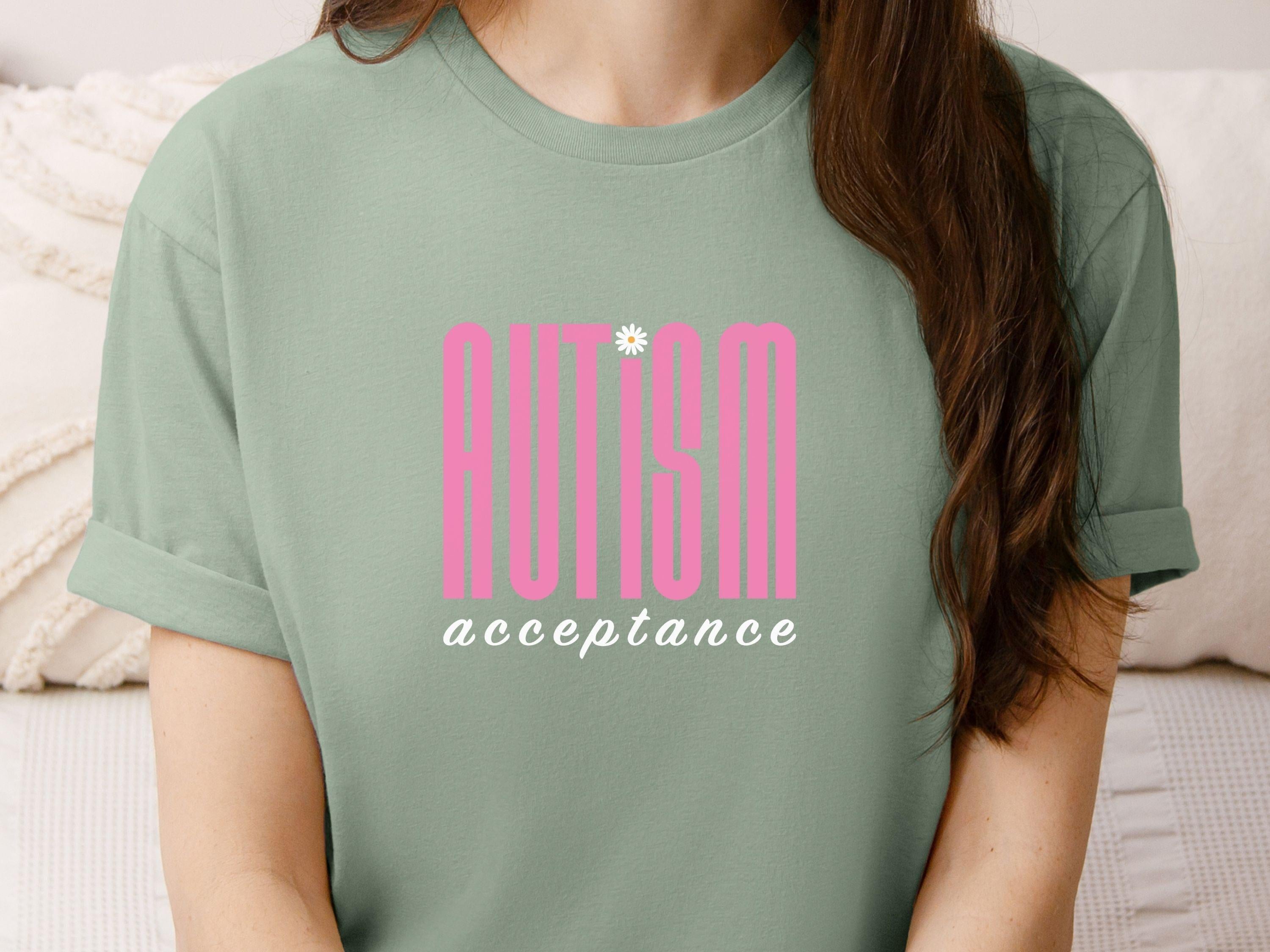 Autism Acceptance Retro Pink Tee-Neurodiversity, ADHD & Autism Awareness & Acceptance T-Shirt by Daily Bloom