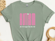 Autism Acceptance Retro Pink Tee-Sage-Neurodiversity, ADHD & Autism Awareness & Acceptance T-Shirt by Daily Bloom