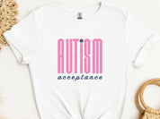 Autism Acceptance Retro Pink Tee-White-Neurodiversity, ADHD & Autism Awareness & Acceptance T-Shirt by Daily Bloom