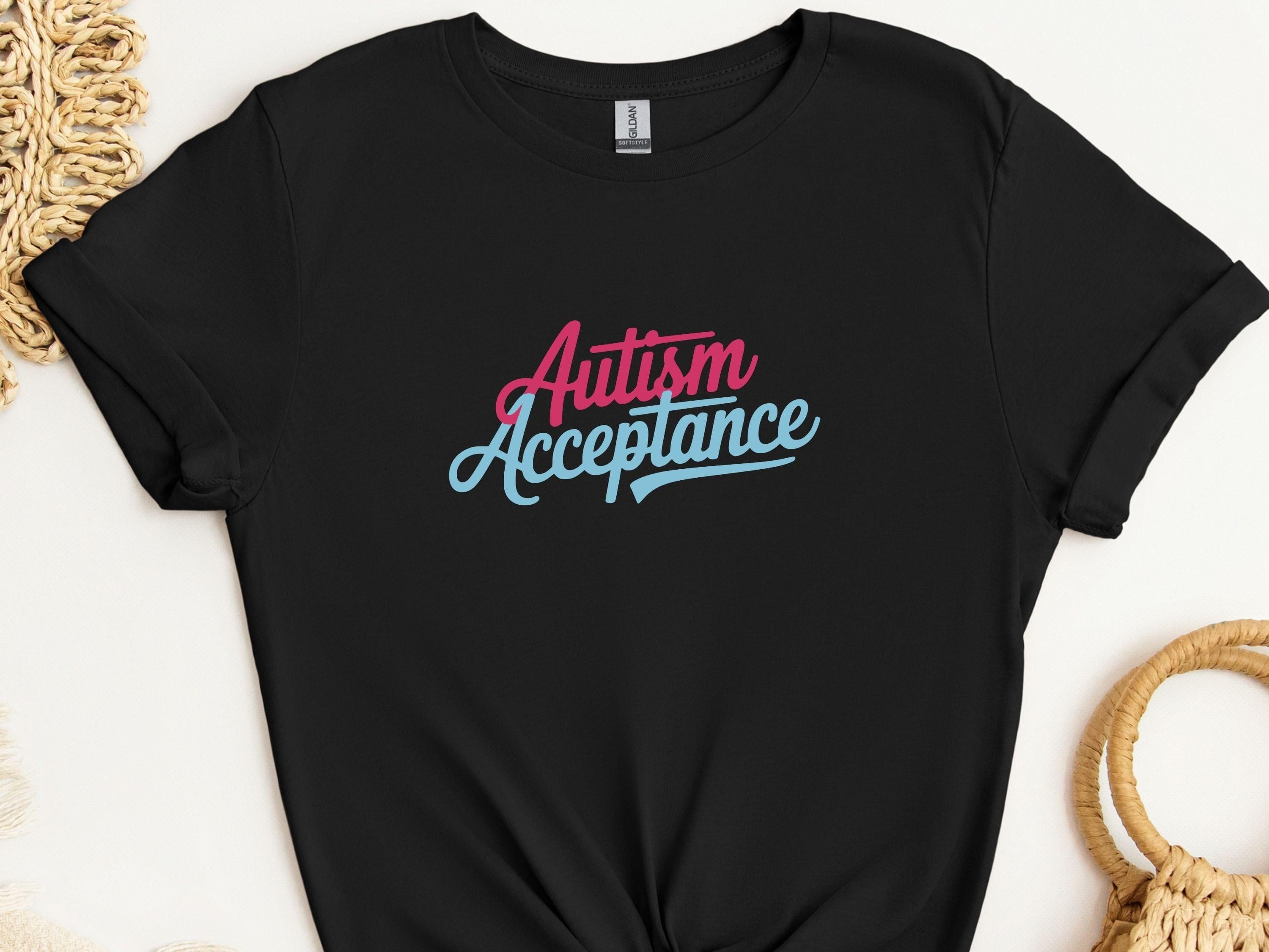 Autism Acceptance Script Tee-Black-Neurodiversity, ADHD & Autism Awareness & Acceptance T-Shirt by Daily Bloom