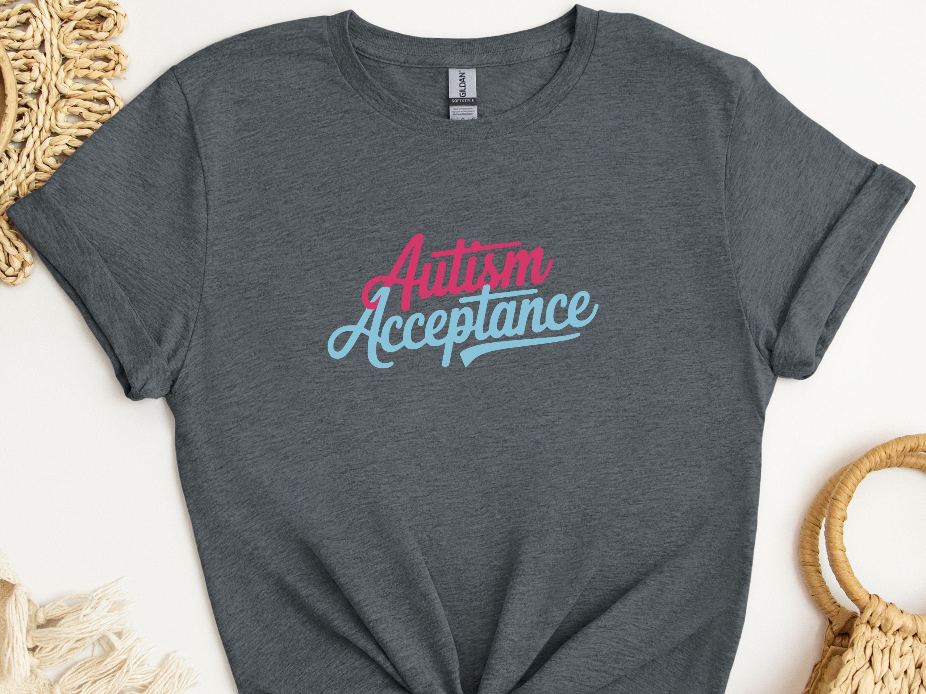 Autism Acceptance Script Tee-Dark Heather Grey-Neurodiversity, ADHD & Autism Awareness & Acceptance T-Shirt by Daily Bloom