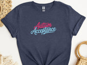 Autism Acceptance Script Tee-Heather Navy-Neurodiversity, ADHD & Autism Awareness & Acceptance T-Shirt by Daily Bloom