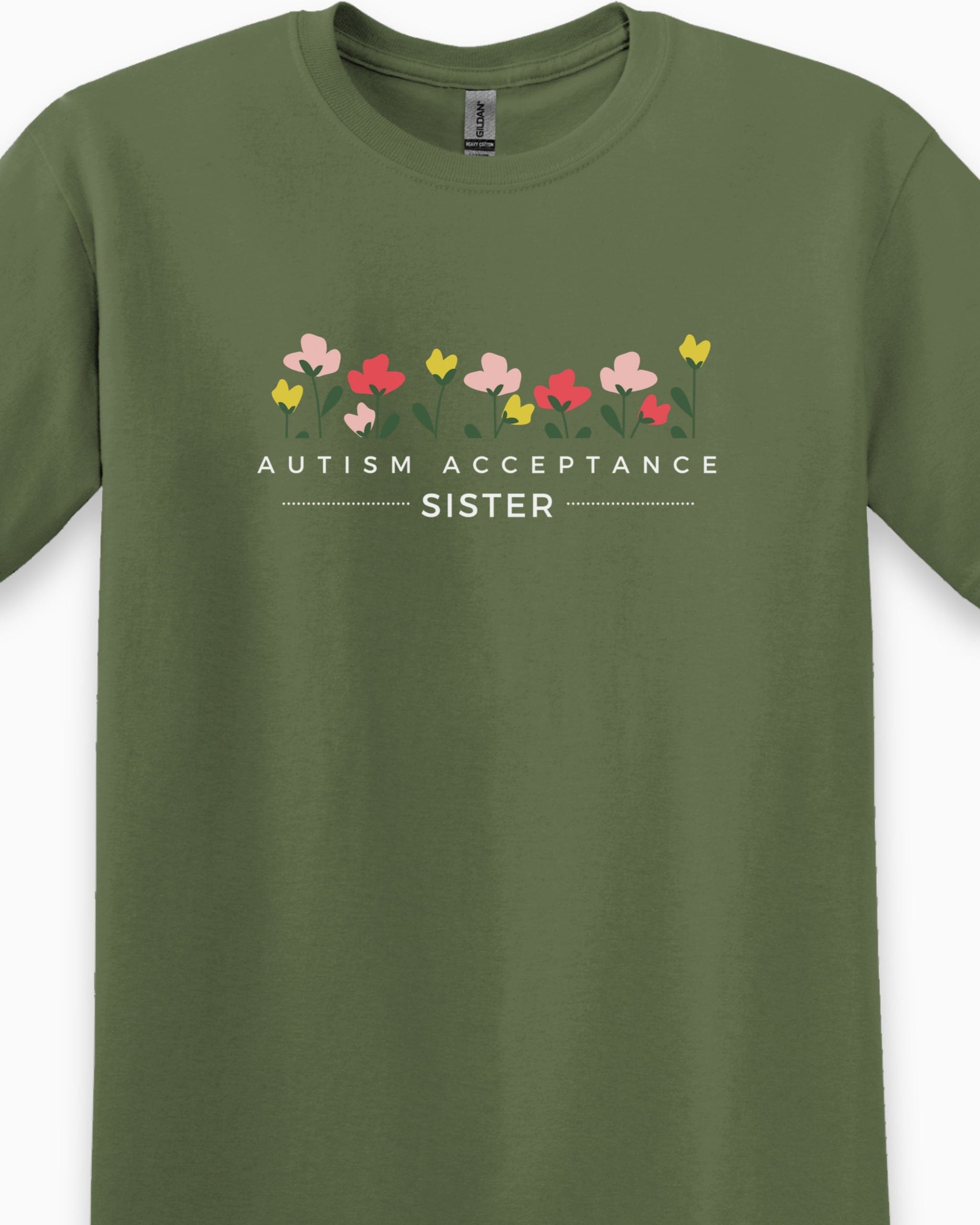 Autism Acceptance Sister Tee-Neurodiversity, ADHD & Autism Awareness & Acceptance T-Shirt by Daily Bloom