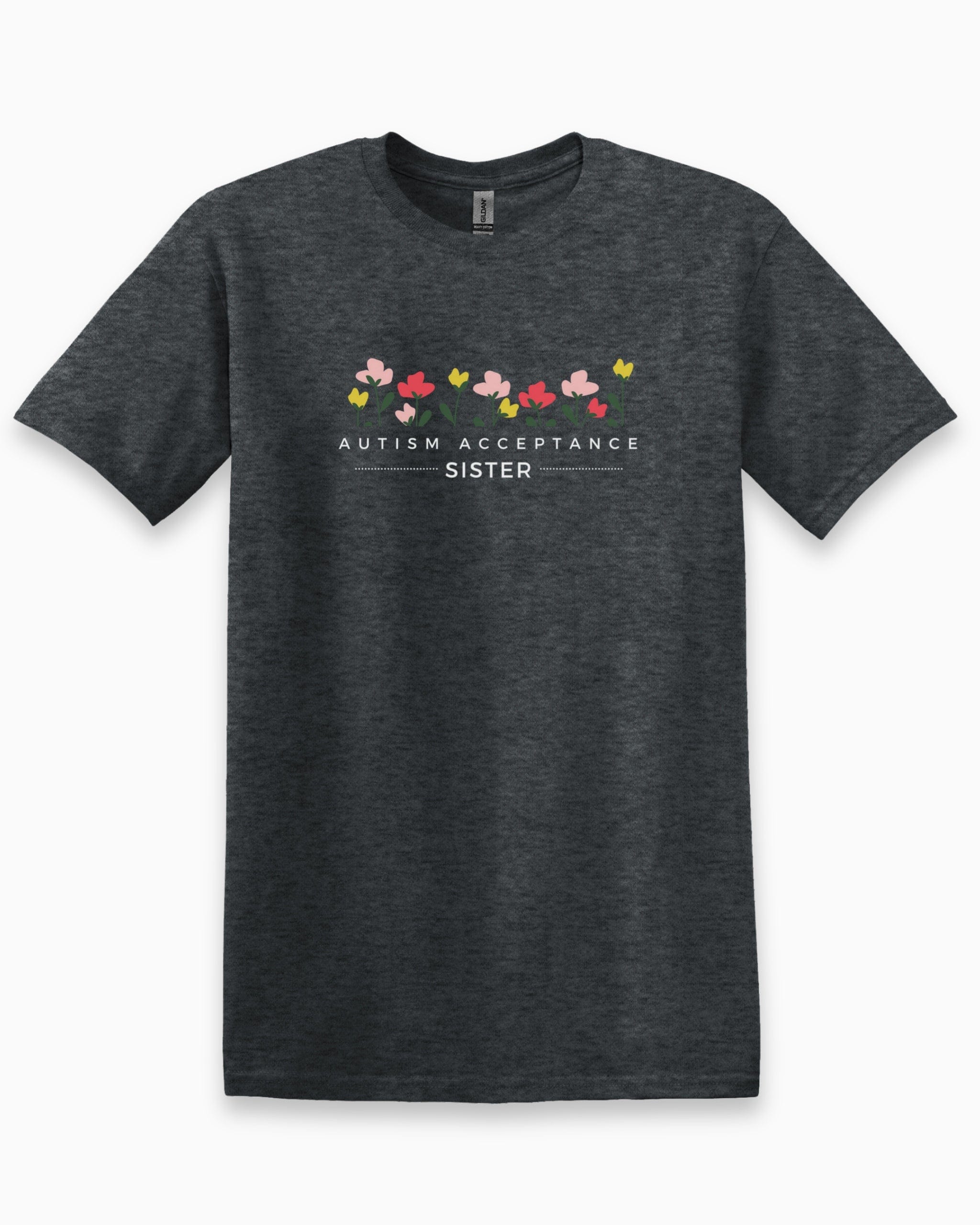 Autism Acceptance Sister Tee-Dark Heather Grey-Neurodiversity, ADHD & Autism Awareness & Acceptance T-Shirt by Daily Bloom