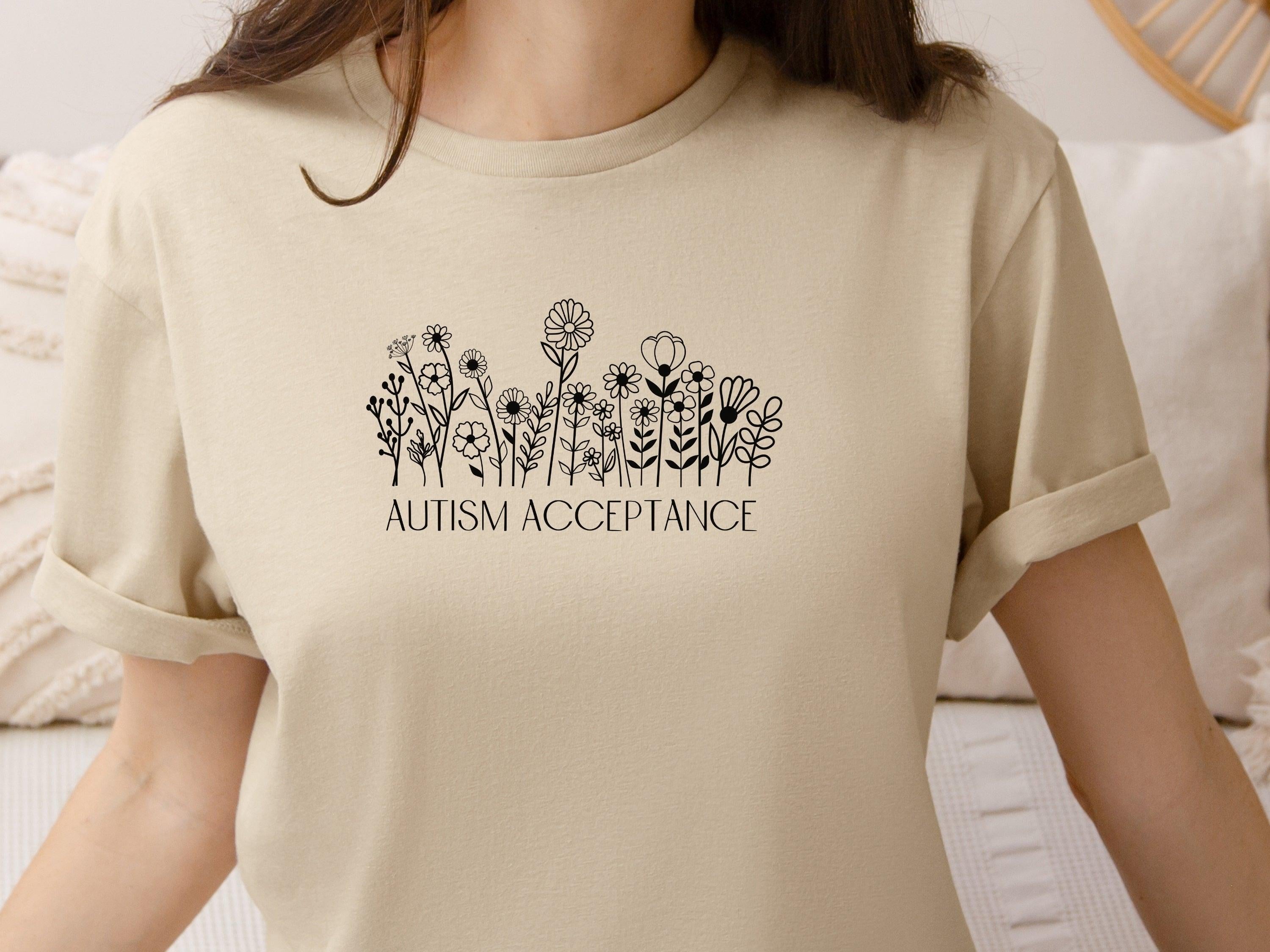 Autism Acceptance Wildflowers Tee-Neurodiversity, ADHD & Autism Awareness & Acceptance T-Shirt by Daily Bloom