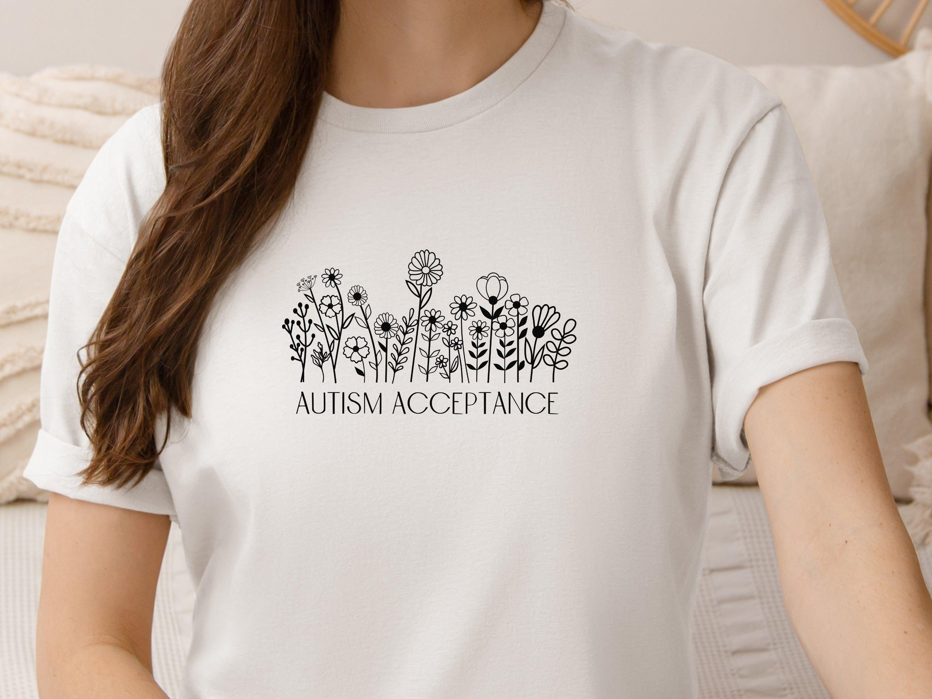 Autism Acceptance Wildflowers Tee-Neurodiversity, ADHD & Autism Awareness & Acceptance T-Shirt by Daily Bloom