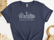 Autism Acceptance Wildflowers Tee-Heather Navy-Neurodiversity, ADHD & Autism Awareness & Acceptance T-Shirt by Daily Bloom