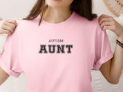Autism Aunt College Tee-Neurodiversity, ADHD & Autism Awareness & Acceptance T-Shirt by Daily Bloom
