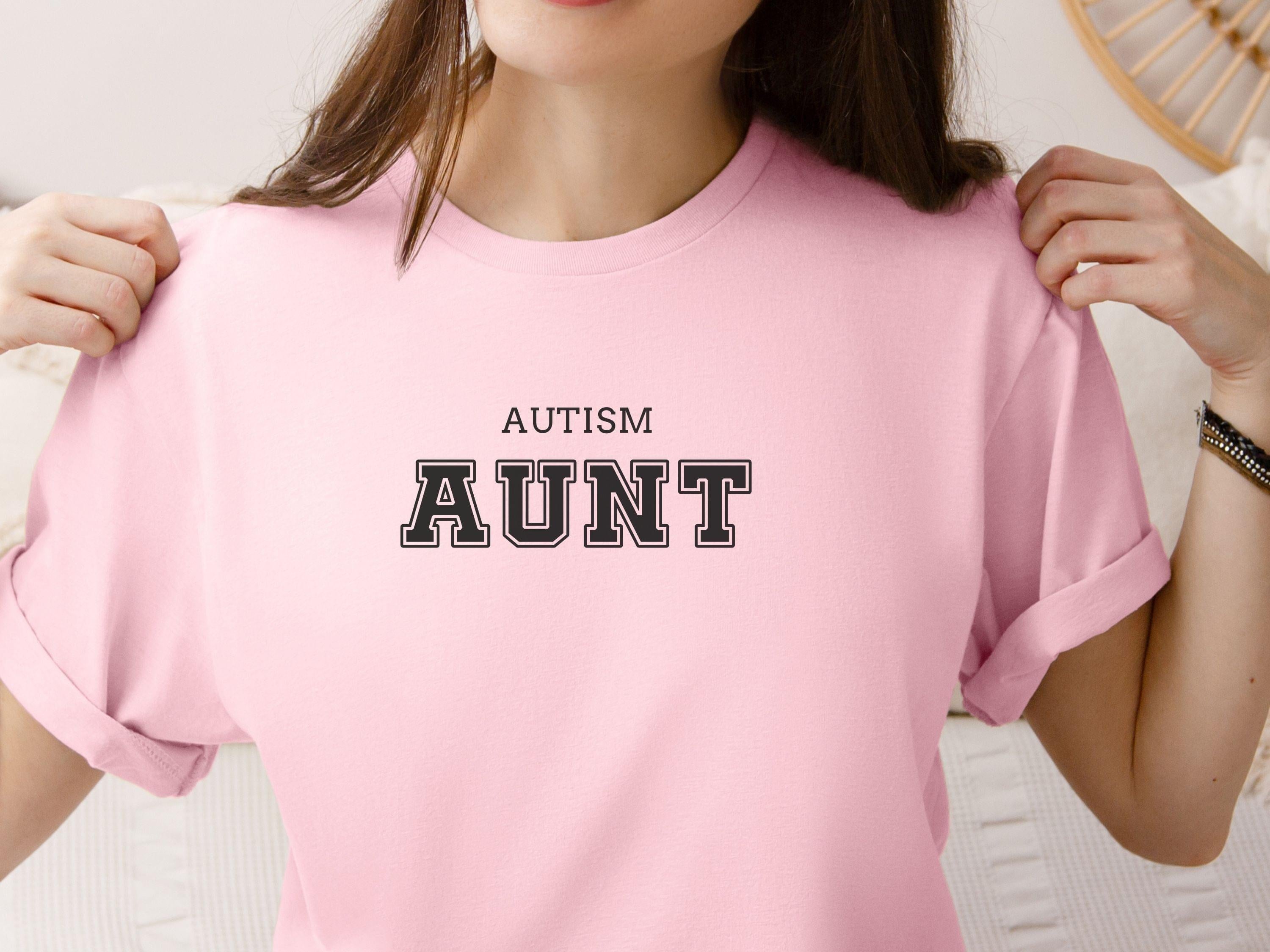 Autism Aunt College Tee-Neurodiversity, ADHD & Autism Awareness & Acceptance T-Shirt by Daily Bloom