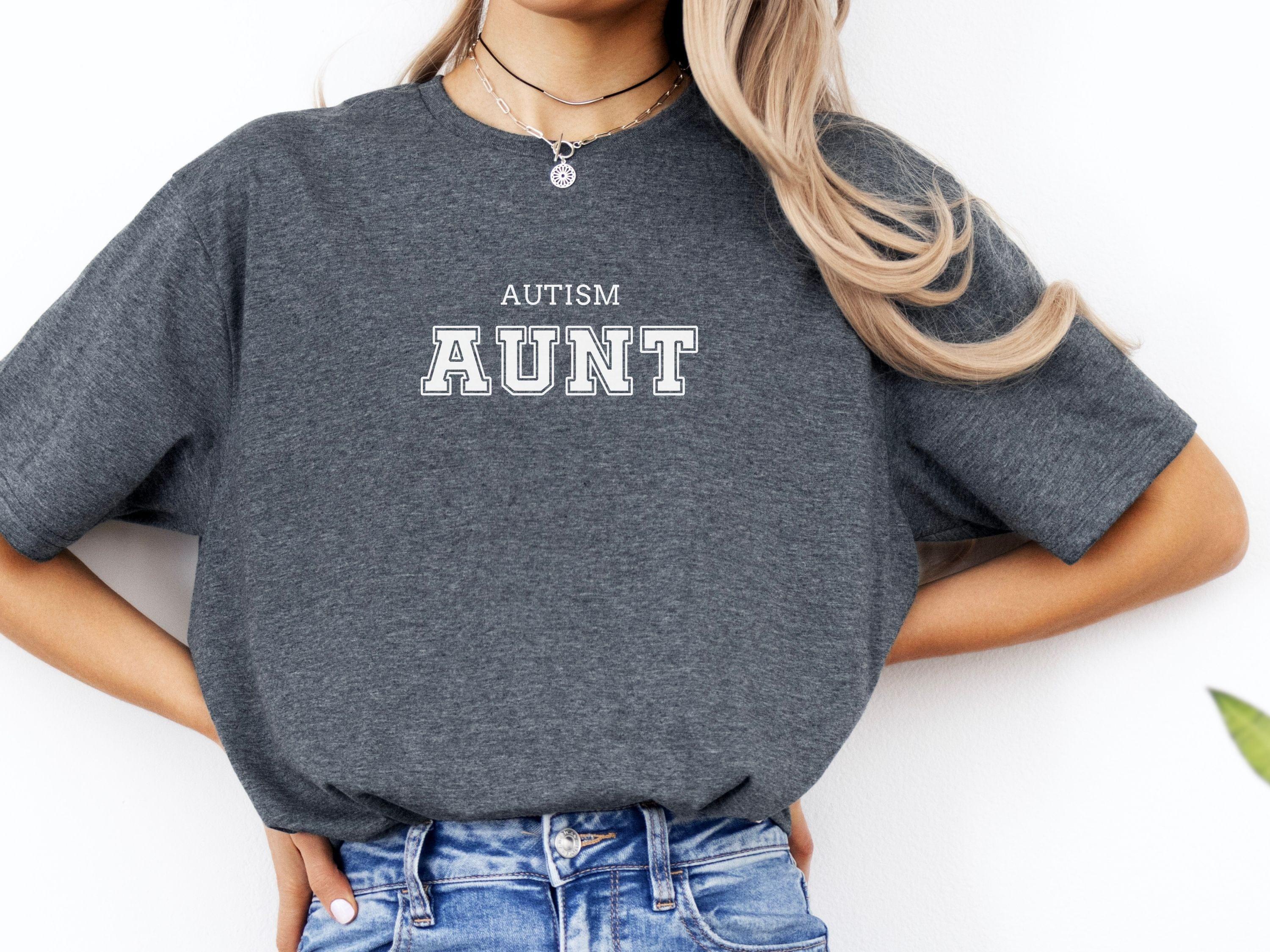 Autism Aunt College Tee-Neurodiversity, ADHD & Autism Awareness & Acceptance T-Shirt by Daily Bloom