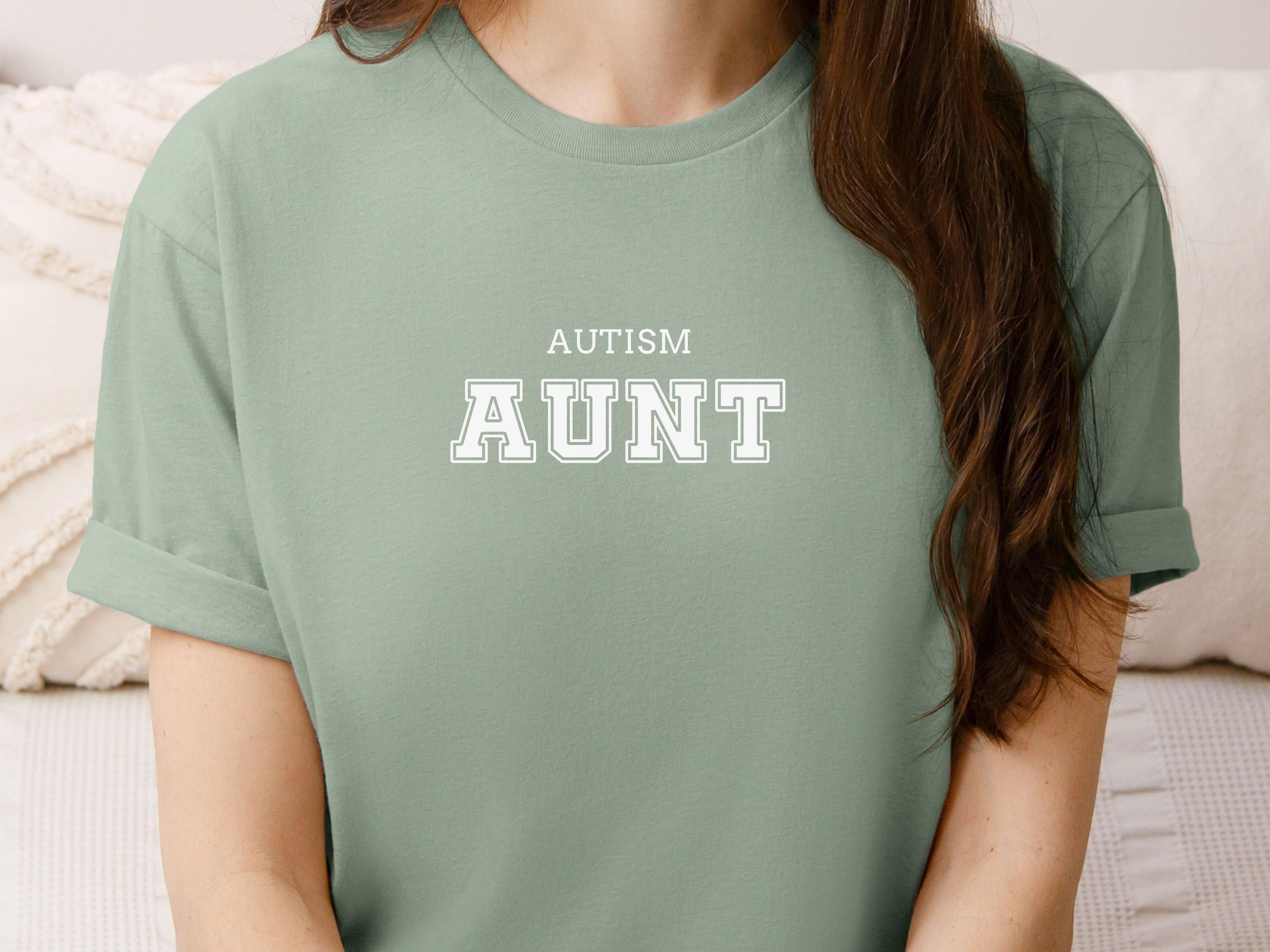 Autism Aunt College Tee-Neurodiversity, ADHD & Autism Awareness & Acceptance T-Shirt by Daily Bloom