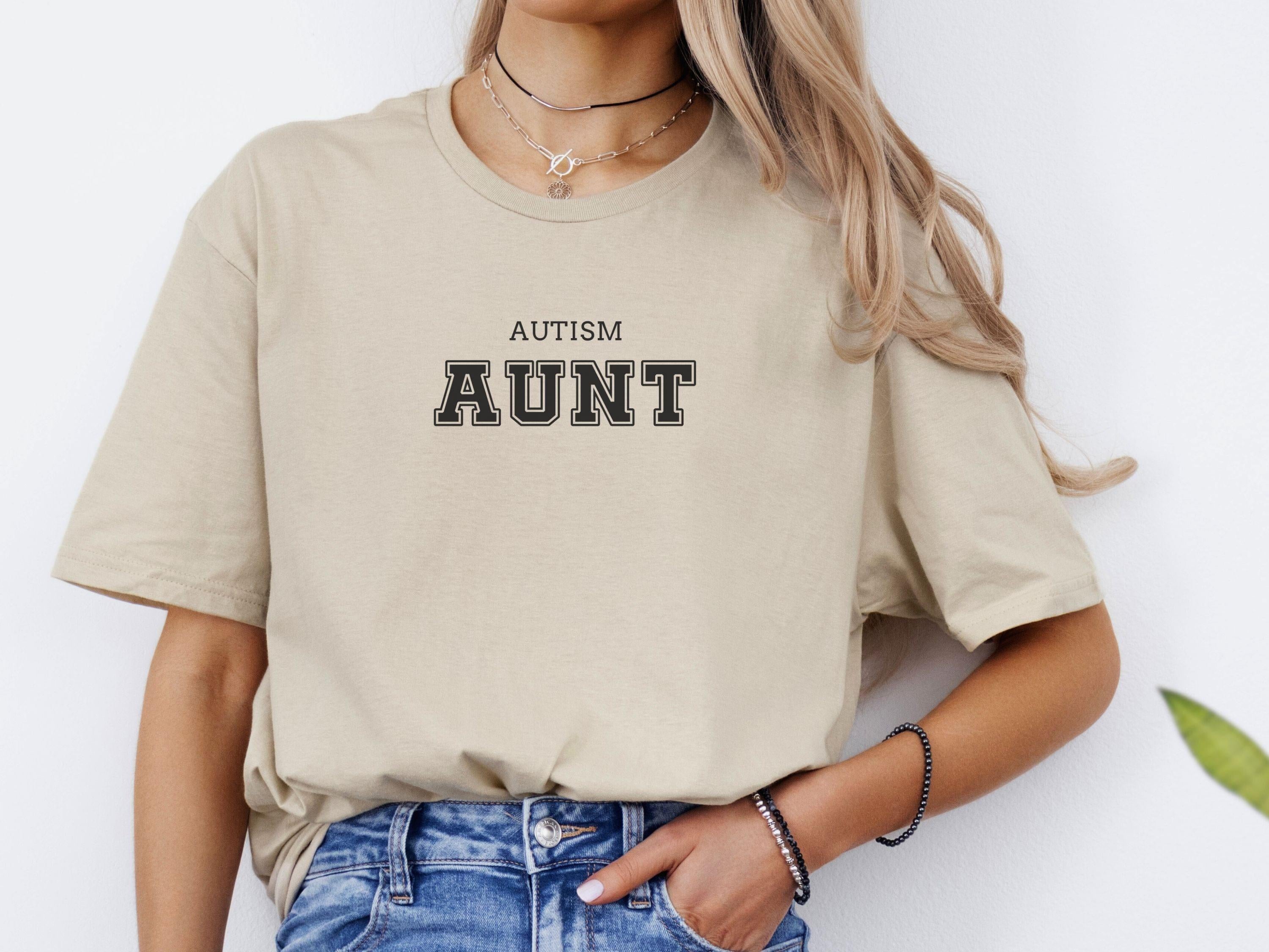 Autism Aunt College Tee-Neurodiversity, ADHD & Autism Awareness & Acceptance T-Shirt by Daily Bloom