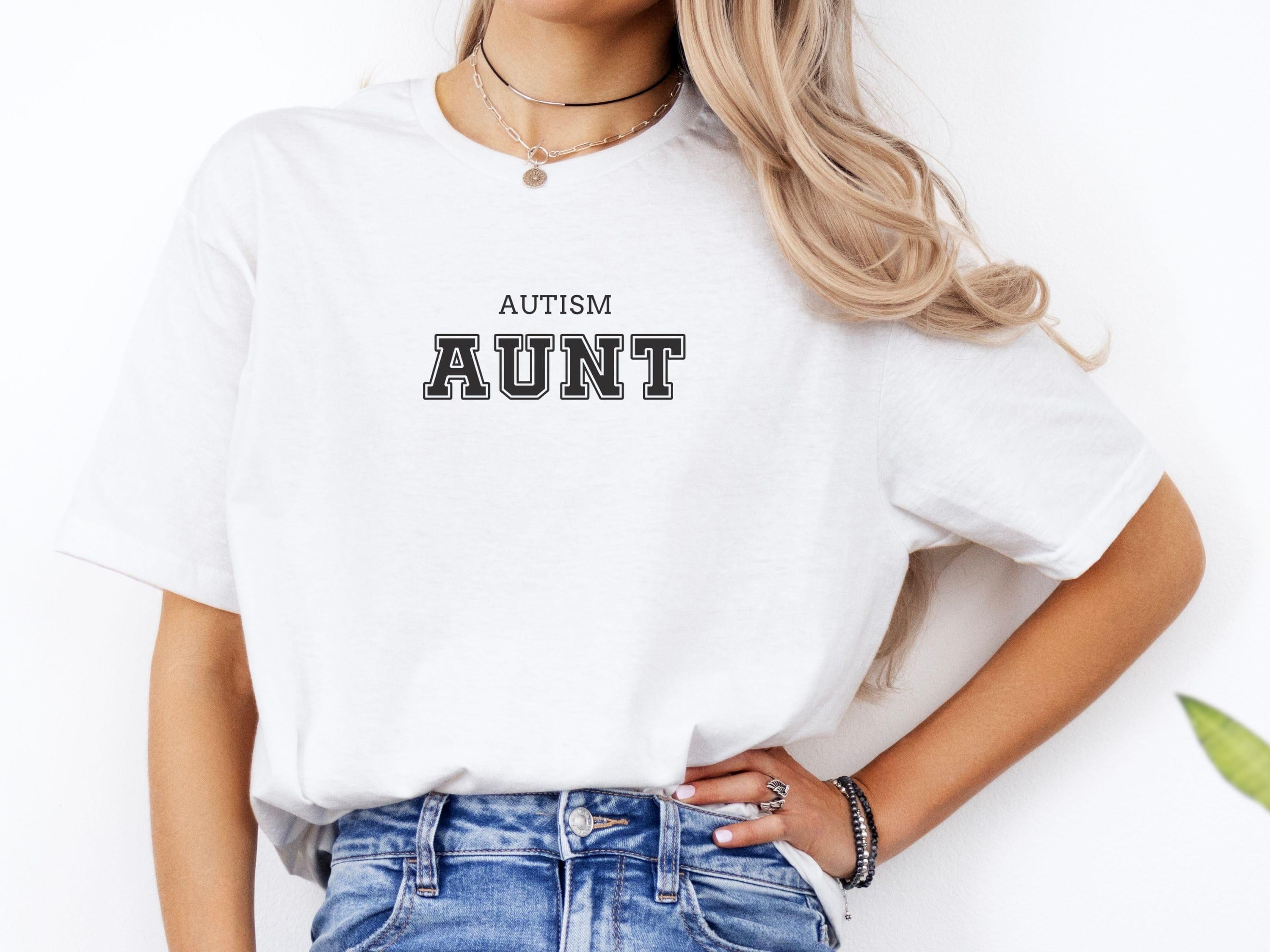 Autism Aunt College Tee-Neurodiversity, ADHD & Autism Awareness & Acceptance T-Shirt by Daily Bloom