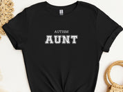 Autism Aunt College Tee-Black-Neurodiversity, ADHD & Autism Awareness & Acceptance T-Shirt by Daily Bloom