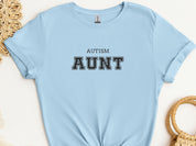 Autism Aunt College Tee-Light Blue-Neurodiversity, ADHD & Autism Awareness & Acceptance T-Shirt by Daily Bloom