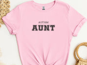 Autism Aunt College Tee-Light Pink-Neurodiversity, ADHD & Autism Awareness & Acceptance T-Shirt by Daily Bloom