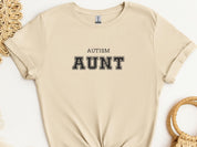 Autism Aunt College Tee-Sand-Neurodiversity, ADHD & Autism Awareness & Acceptance T-Shirt by Daily Bloom