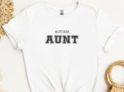 Autism Aunt College Tee-White-Neurodiversity, ADHD & Autism Awareness & Acceptance T-Shirt by Daily Bloom