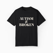 Autism T-Shirt By Daily Bloom Autism ≠ Broken Comfort Colors Tee Black / S