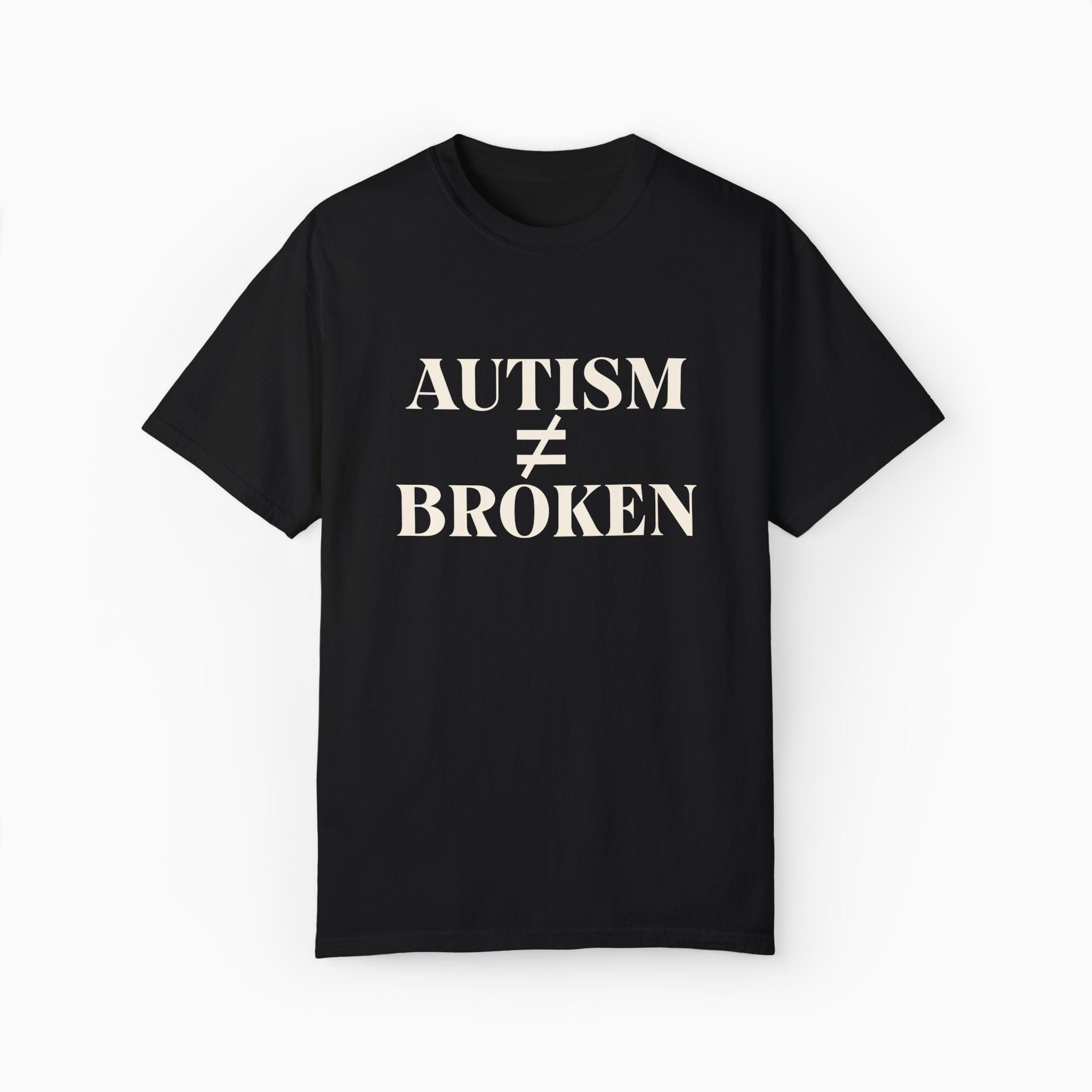 Autism T-Shirt By Daily Bloom Autism ≠ Broken Comfort Colors Tee Black / S