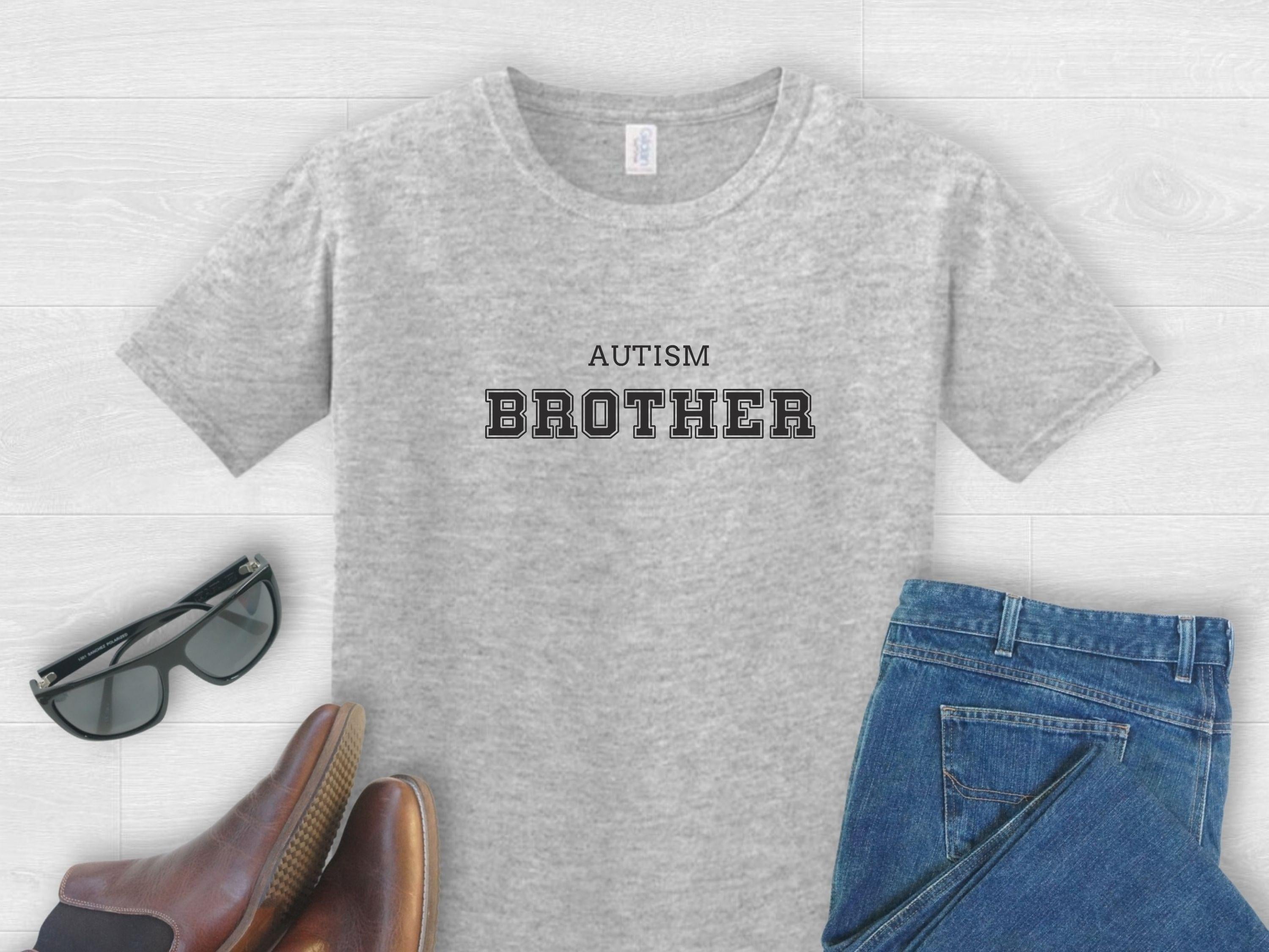 Autism Brother College Tee-Sport Grey-Neurodiversity, ADHD & Autism Awareness & Acceptance T-Shirt by Daily Bloom