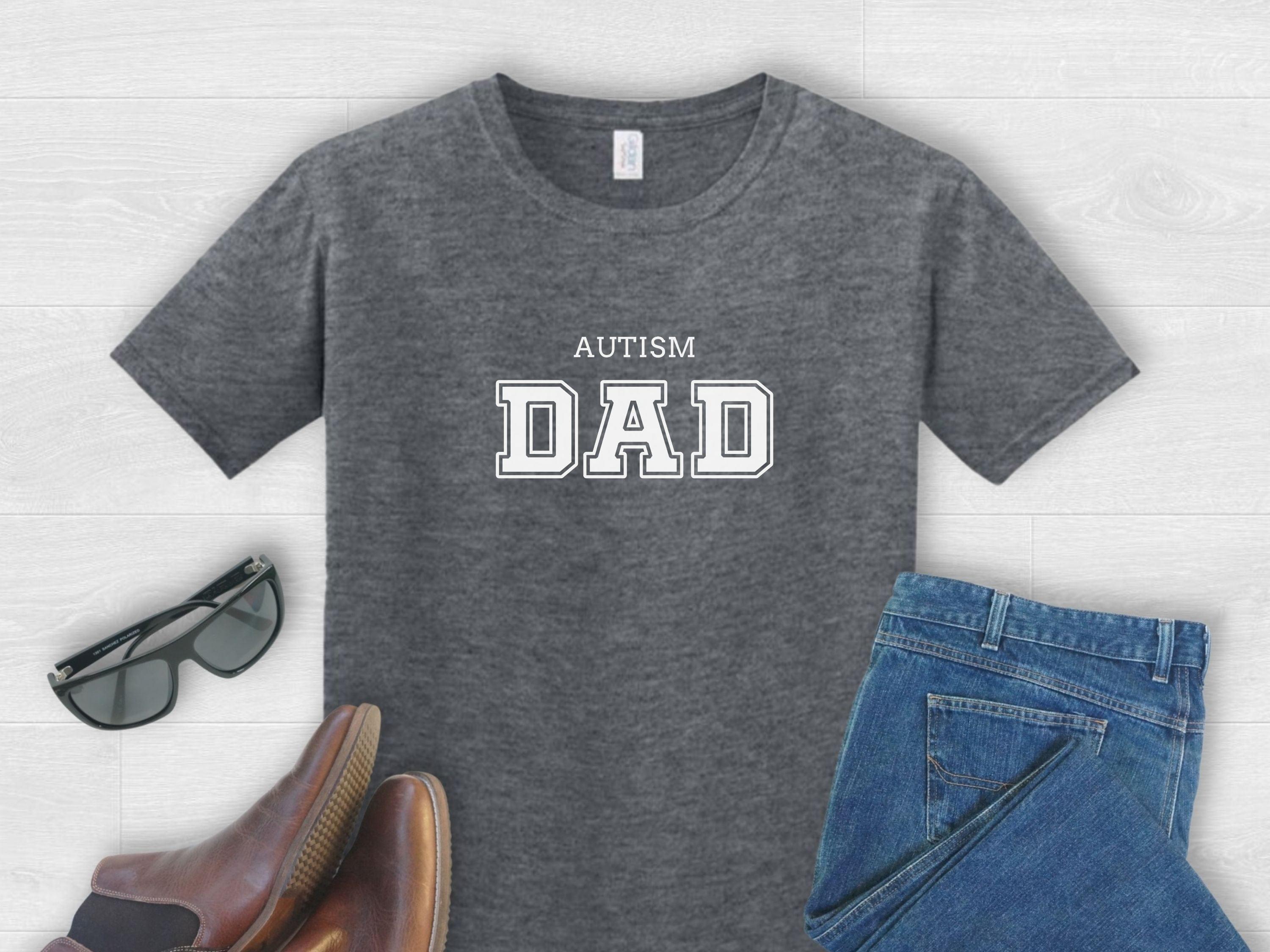 Autism Dad College Tee-Dark Heather-Neurodiversity, ADHD & Autism Awareness & Acceptance T-Shirt by Daily Bloom
