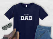 Autism Dad College Tee-Navy-Neurodiversity, ADHD & Autism Awareness & Acceptance T-Shirt by Daily Bloom