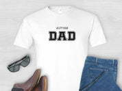 Autism Dad College Tee-White-Neurodiversity, ADHD & Autism Awareness & Acceptance T-Shirt by Daily Bloom