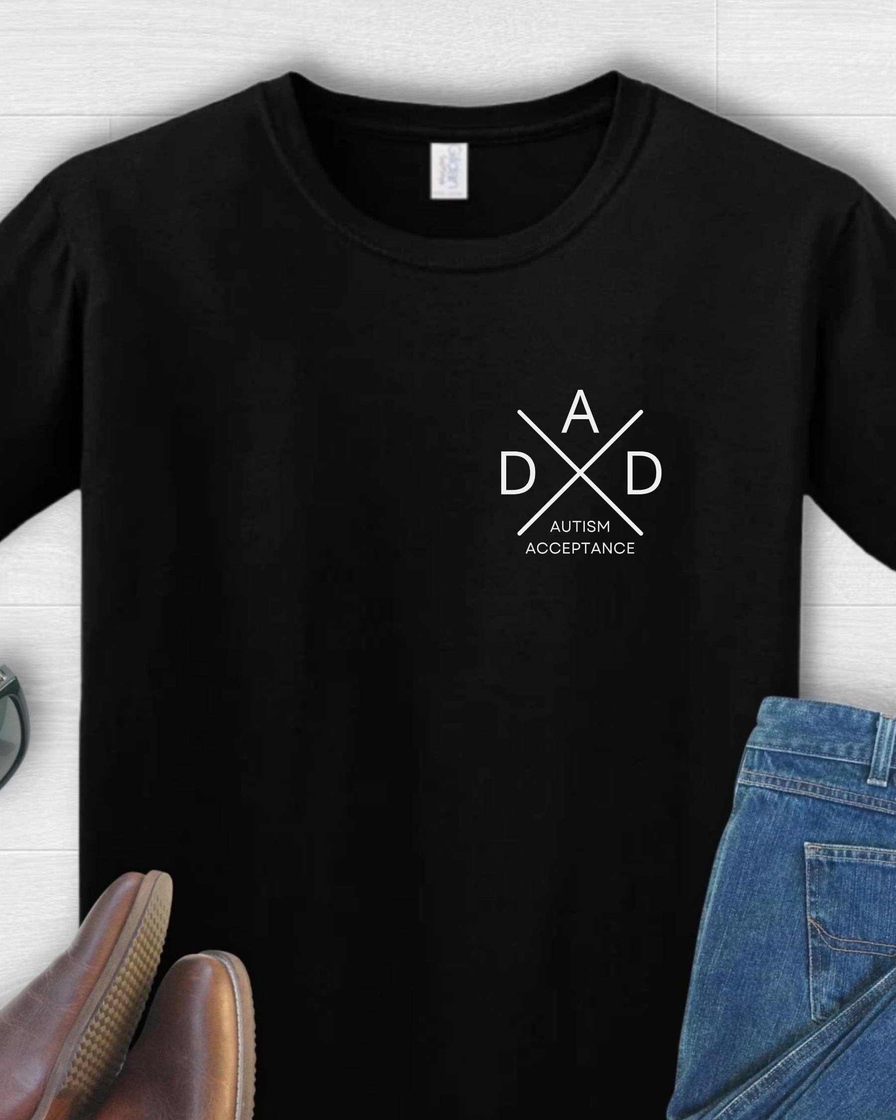 Autism Dad Cross Tee-Black-Neurodiversity, ADHD & Autism Awareness & Acceptance T-Shirt by Daily Bloom