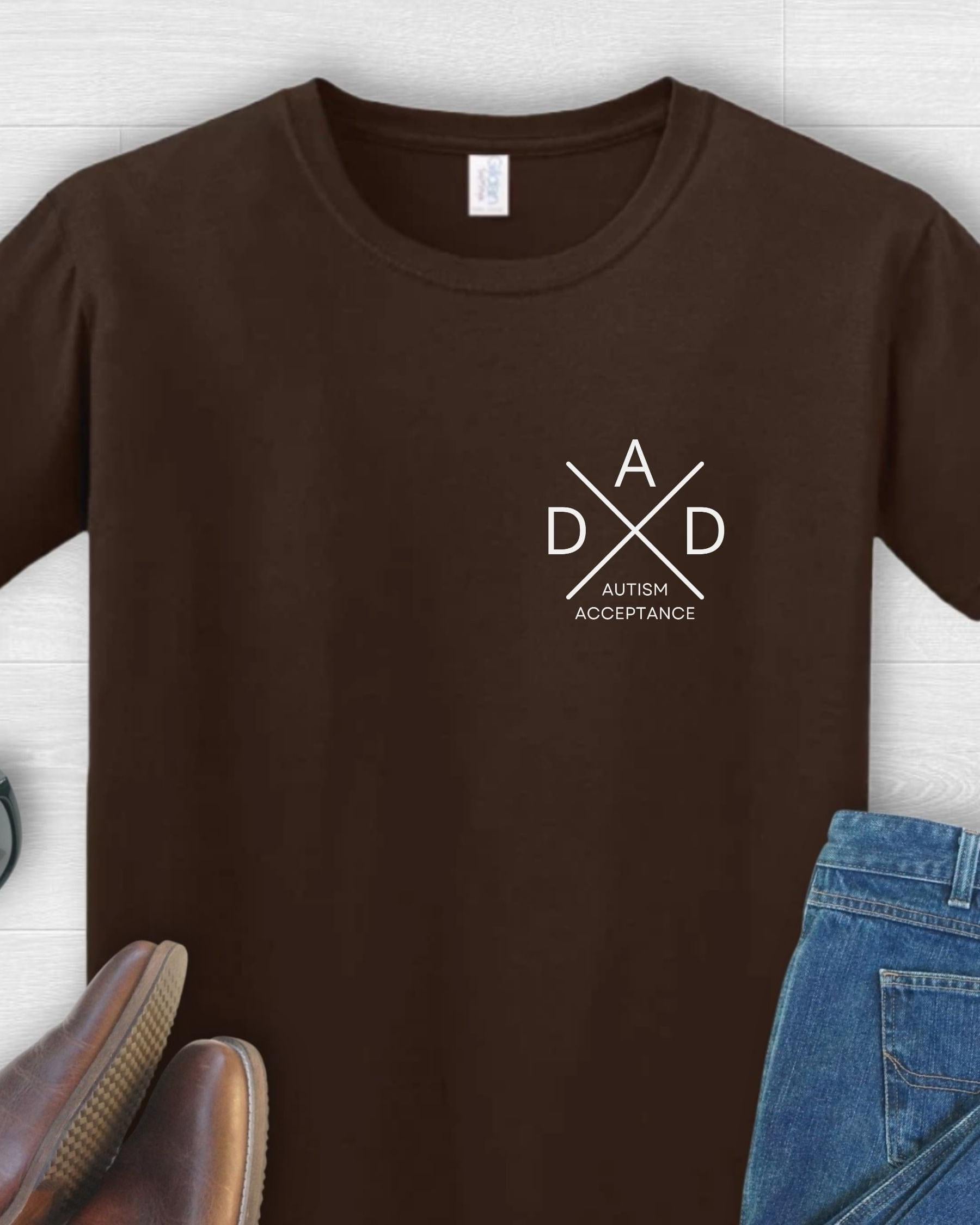 Autism Dad Cross Tee-Dark Chocolate-Neurodiversity, ADHD & Autism Awareness & Acceptance T-Shirt by Daily Bloom