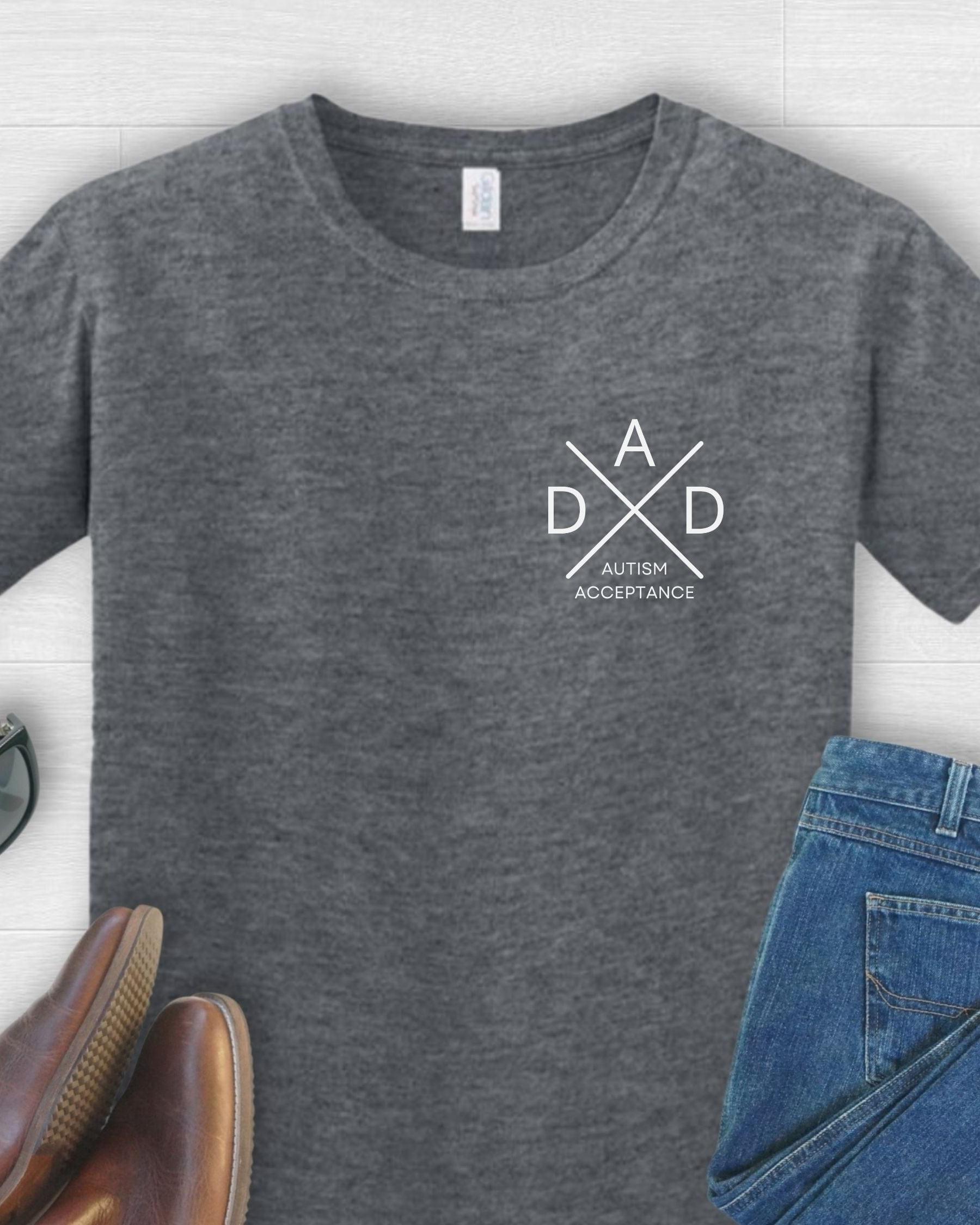 Autism Dad Cross Tee-Dark Heather-Neurodiversity, ADHD & Autism Awareness & Acceptance T-Shirt by Daily Bloom