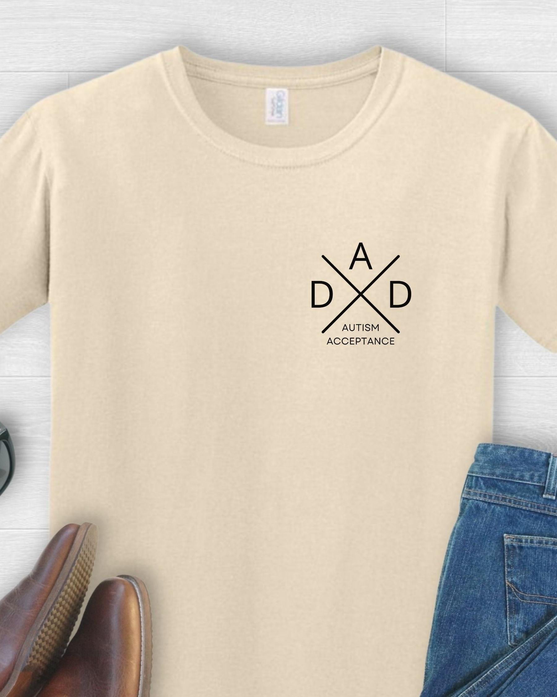 Autism Dad Cross Tee-Sand-Neurodiversity, ADHD & Autism Awareness & Acceptance T-Shirt by Daily Bloom