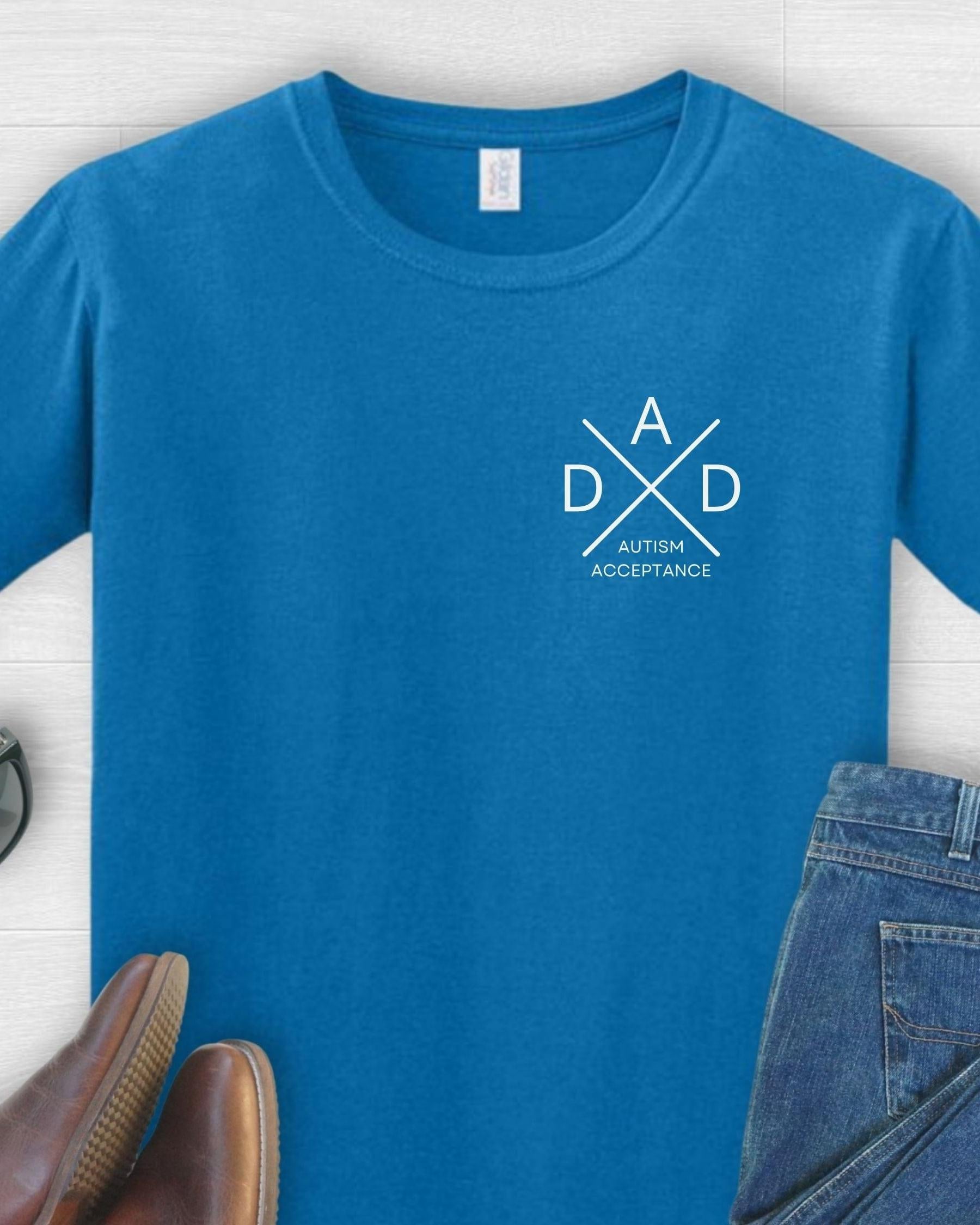 Autism Dad Cross Tee-Sapphire-Neurodiversity, ADHD & Autism Awareness & Acceptance T-Shirt by Daily Bloom