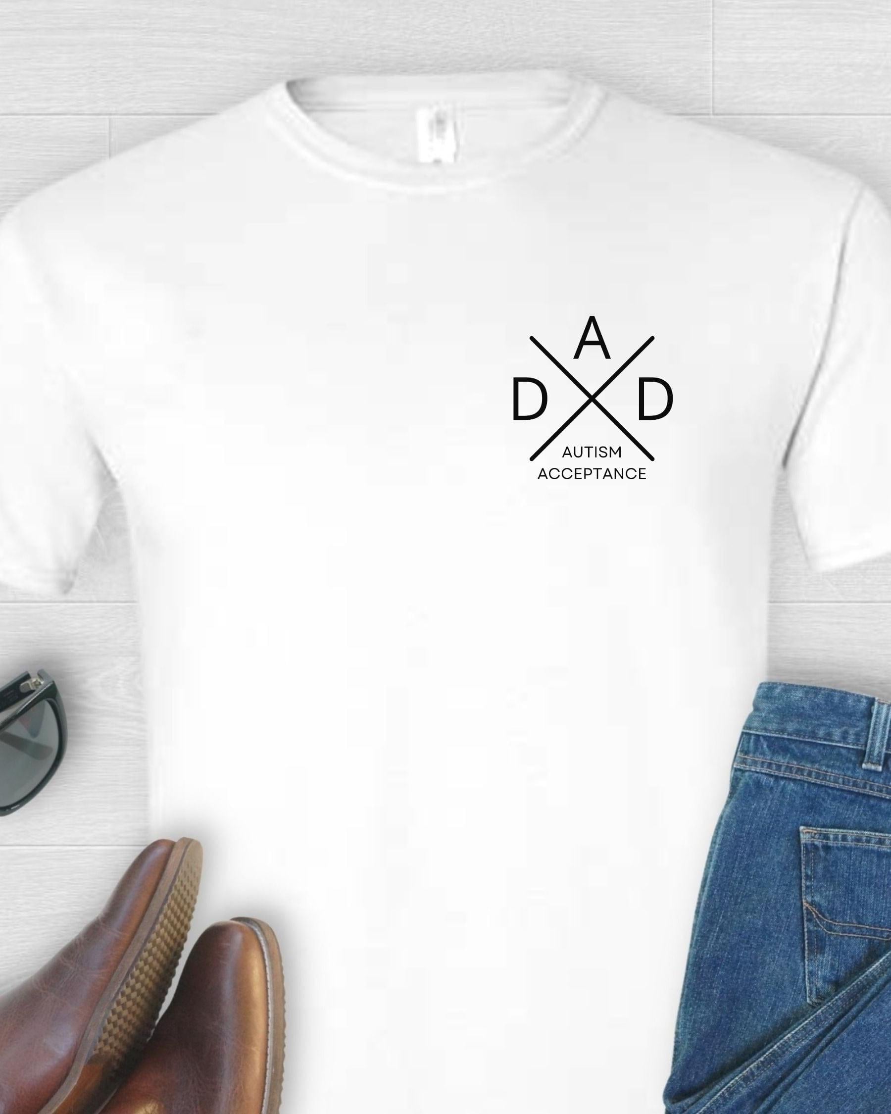 Autism Dad Cross Tee-White-Neurodiversity, ADHD & Autism Awareness & Acceptance T-Shirt by Daily Bloom
